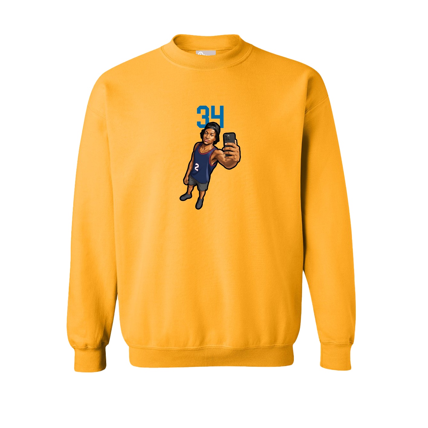 Fleece Crew — Number Top in Gold