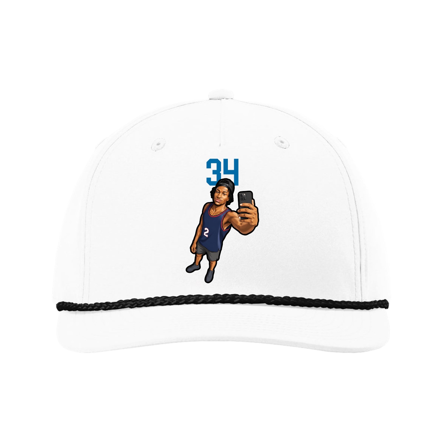 Five-Panel Classic Rope Cap — Number Top in White