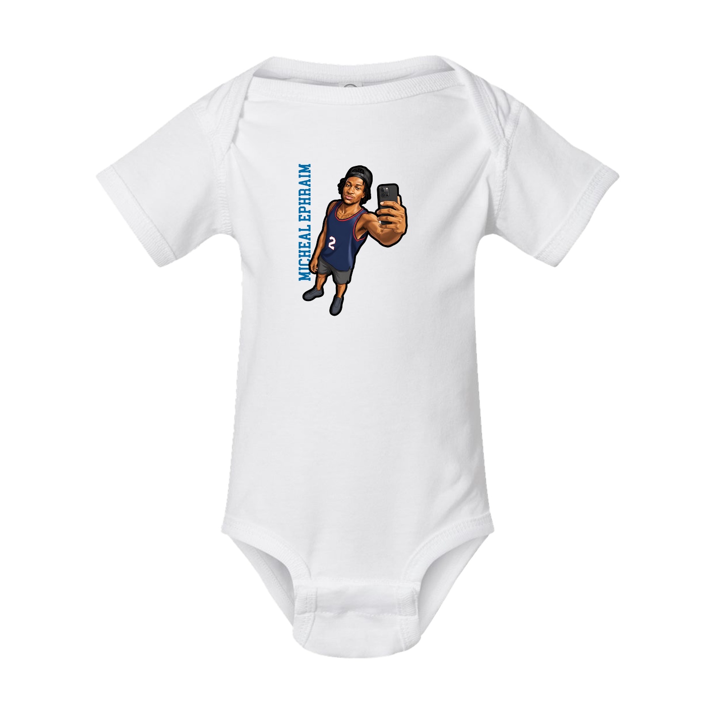 Baby Onesie — Name Vertical in White