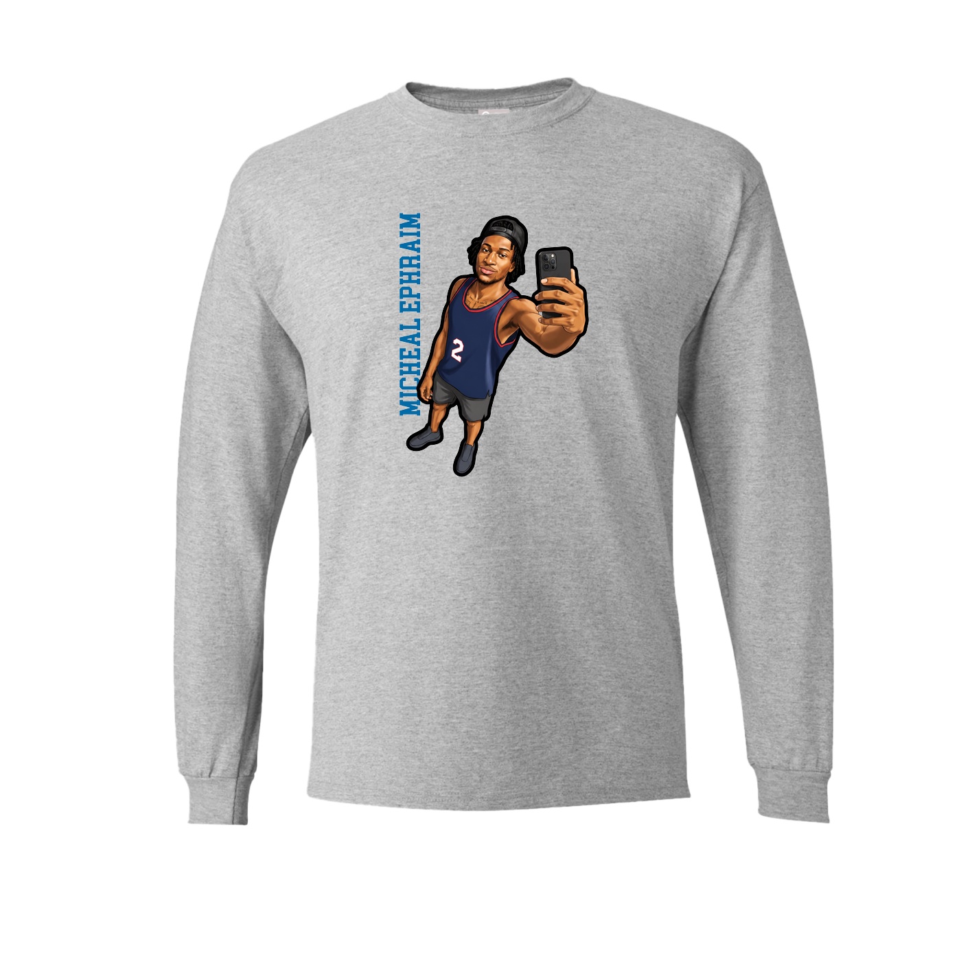 Long Sleeve Tee — Name Vertical in Grey