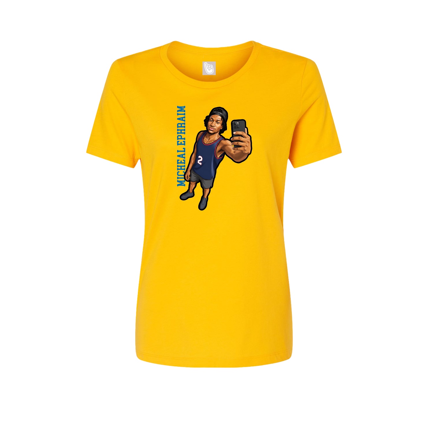 Fitted Women's Tee — Name Vertical in Gold