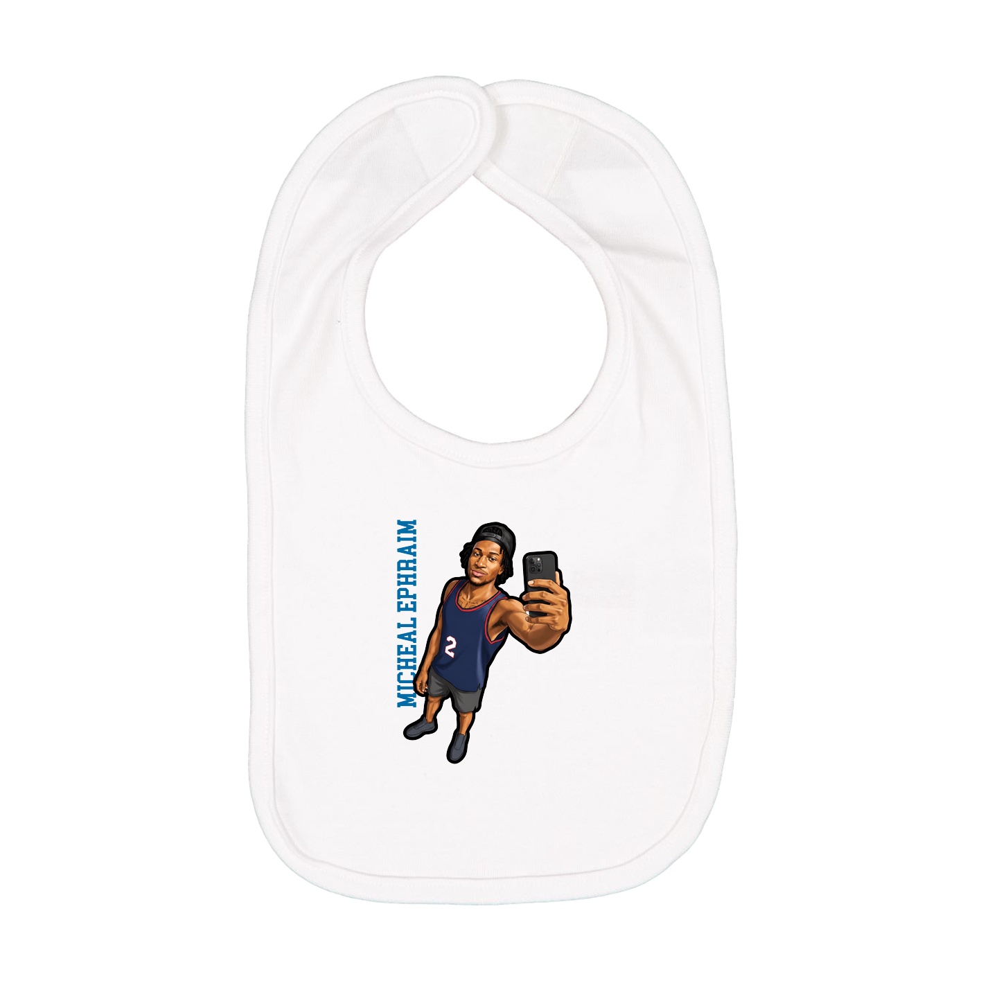Infant Bib — Name Vertical in White
