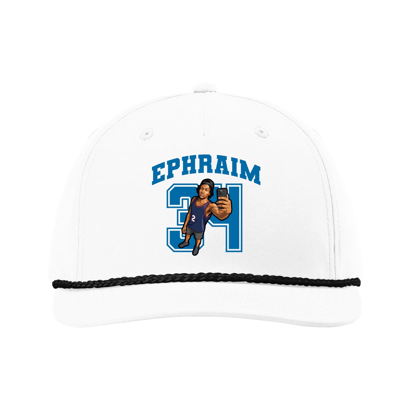 Five-Panel Classic Rope Cap — Number in White