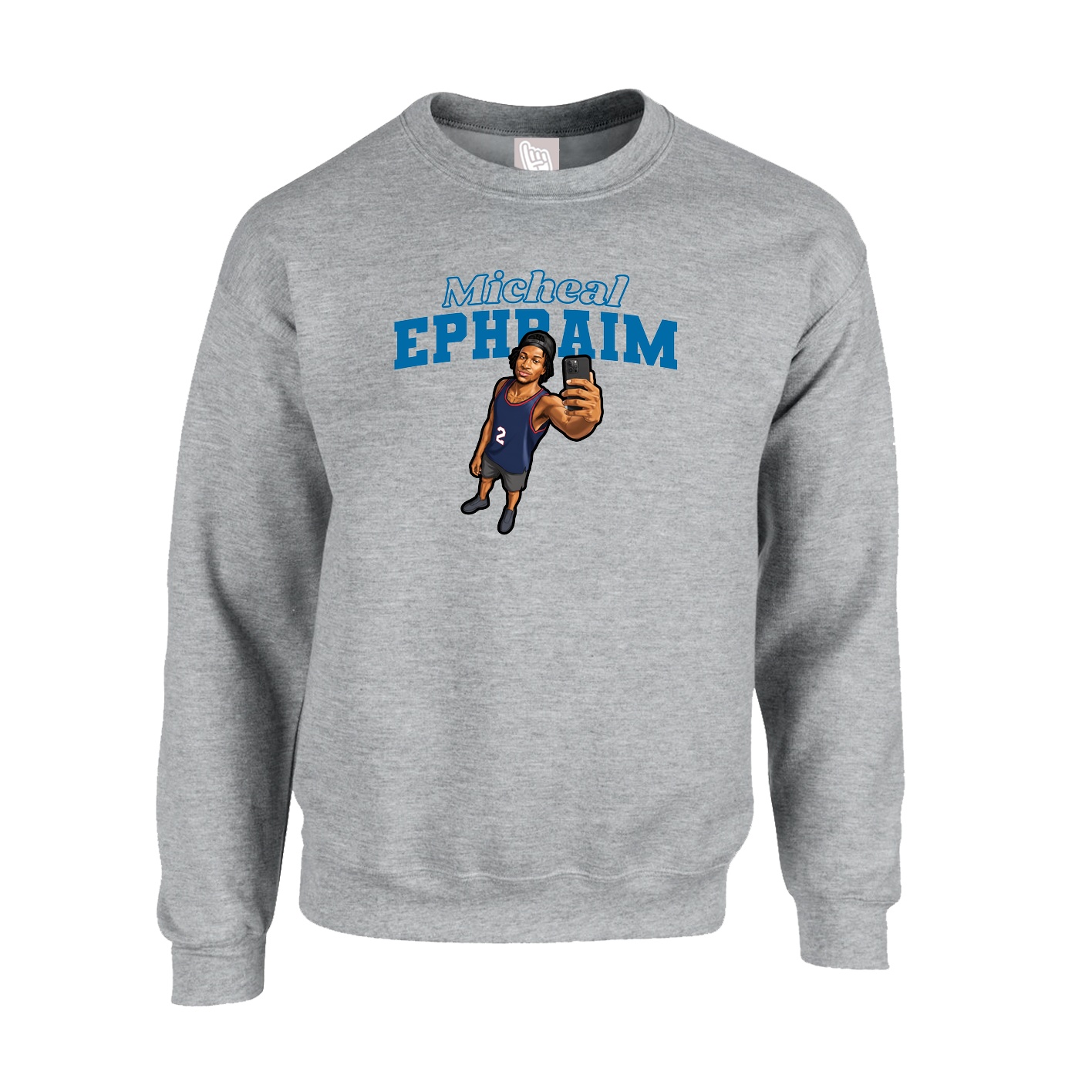 Fleece Crew — Name Arch in Grey
