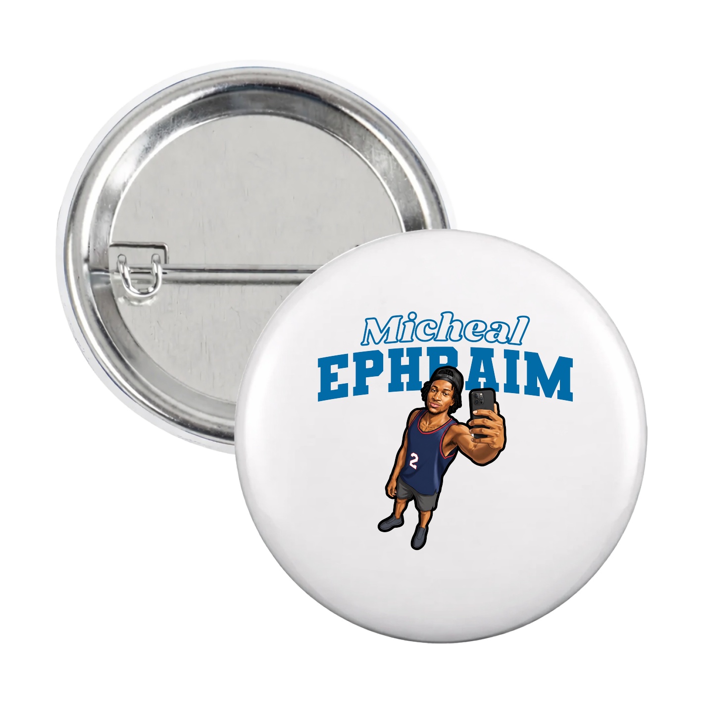 Game Day Button — Name Arch in White