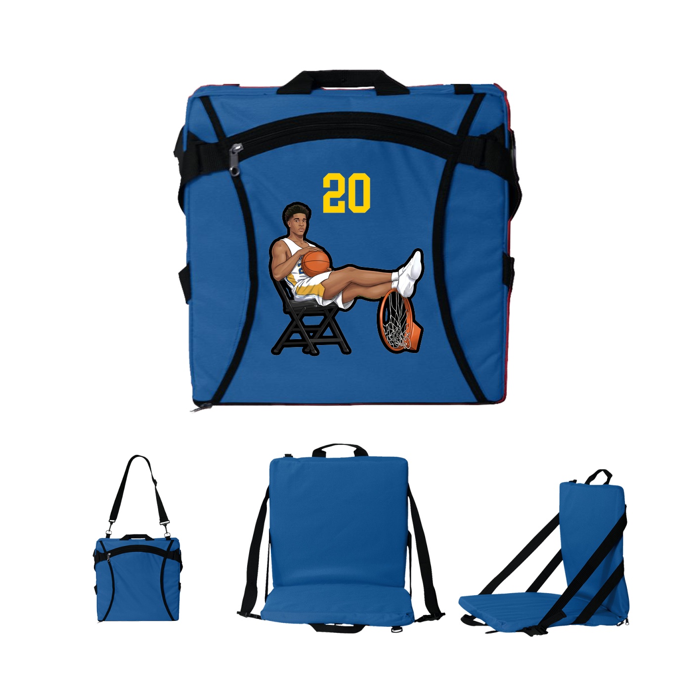 Folding Stadium Seat — Number Top in Royal