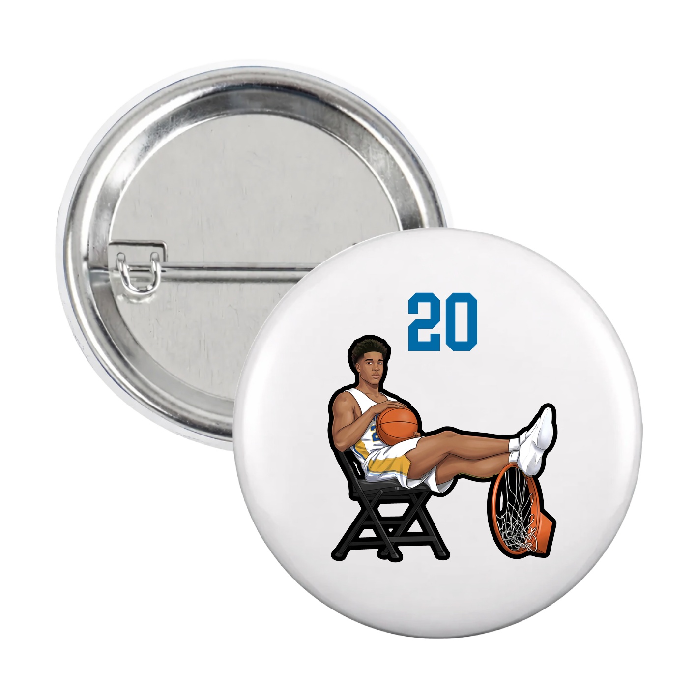 Game Day Button — Number Top in White