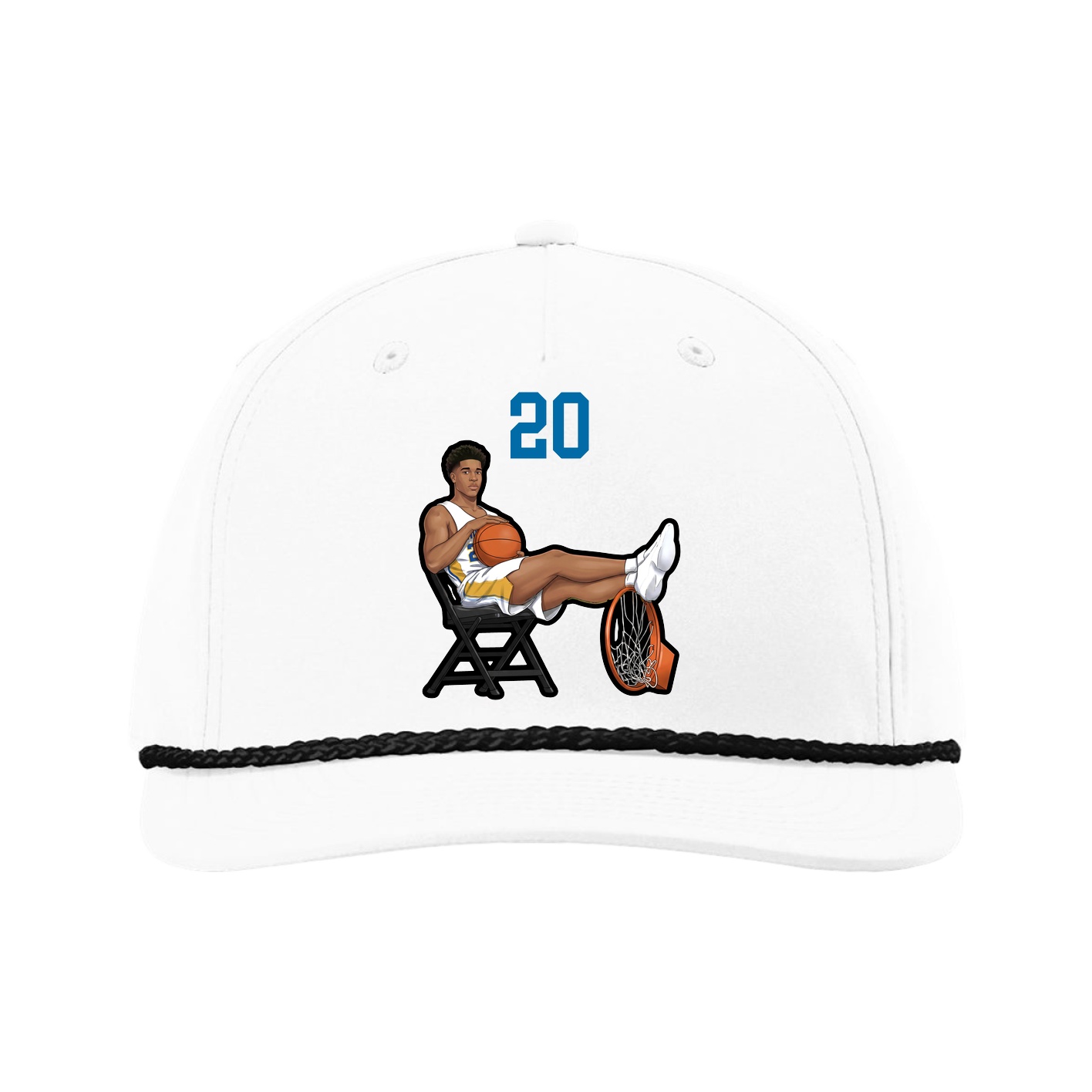 Five-Panel Classic Rope Cap — Number Top in White