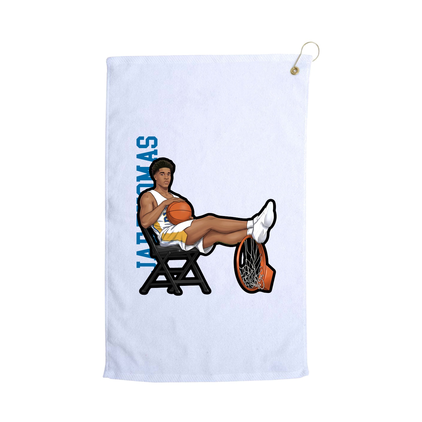 Golf Towel — Name Vertical in White