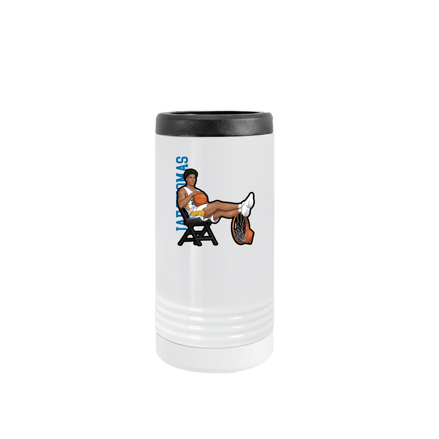 Slim Beverage Holder — Name Vertical in White