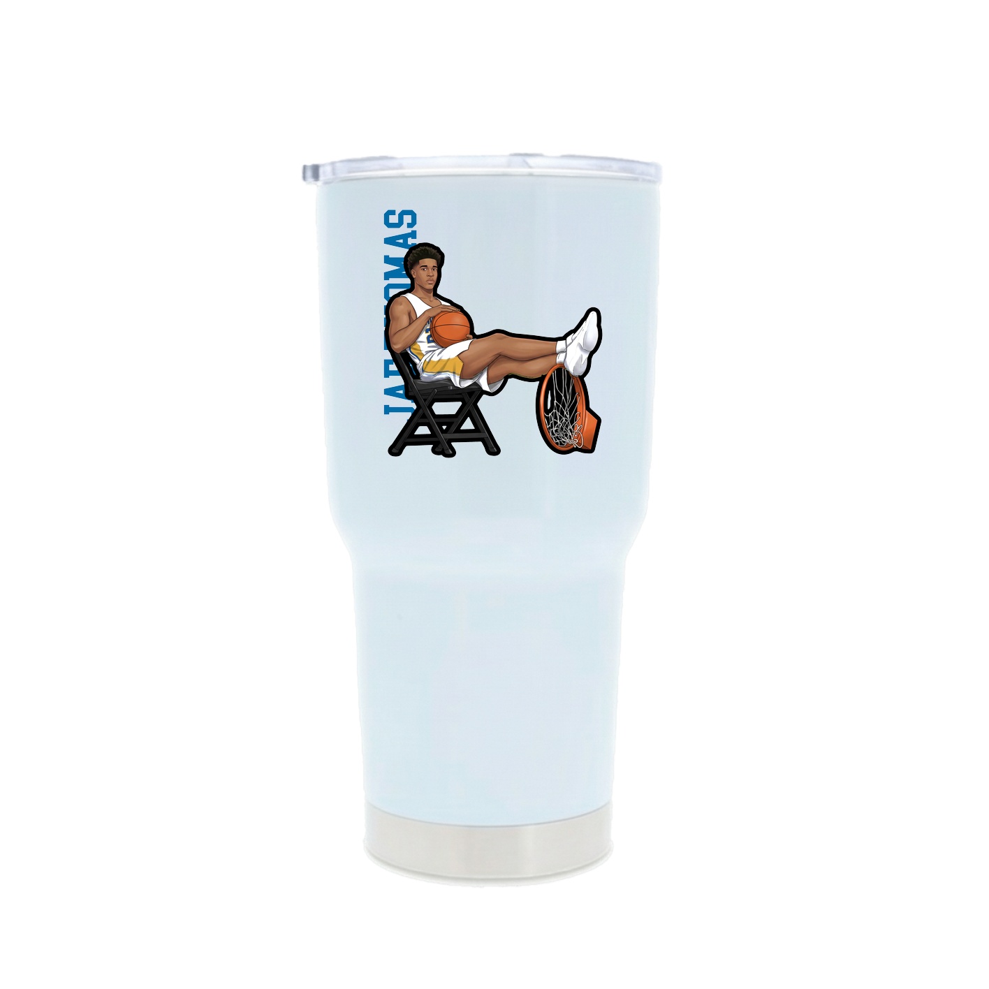 30oz Stainless Steel Tumbler — Name Vertical in White