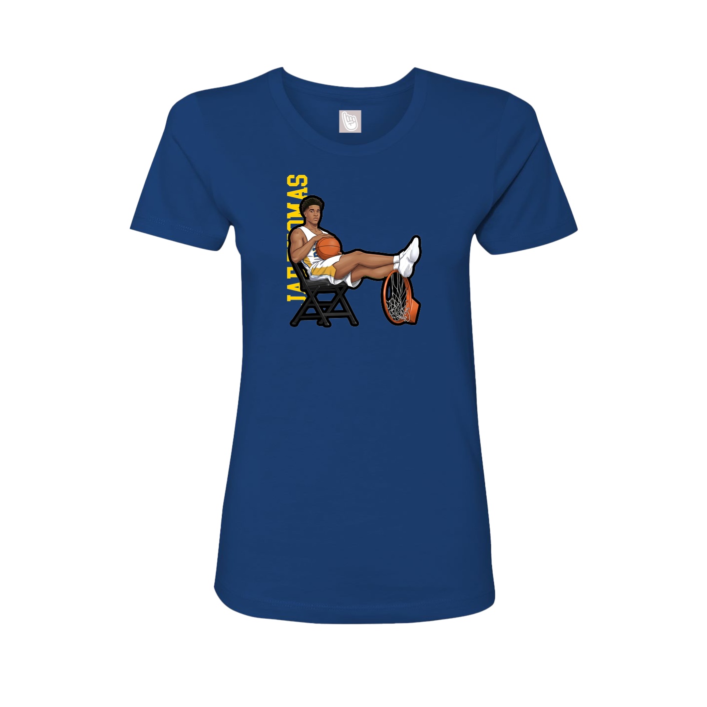 Fitted Women's Tee — Name Vertical in Royal