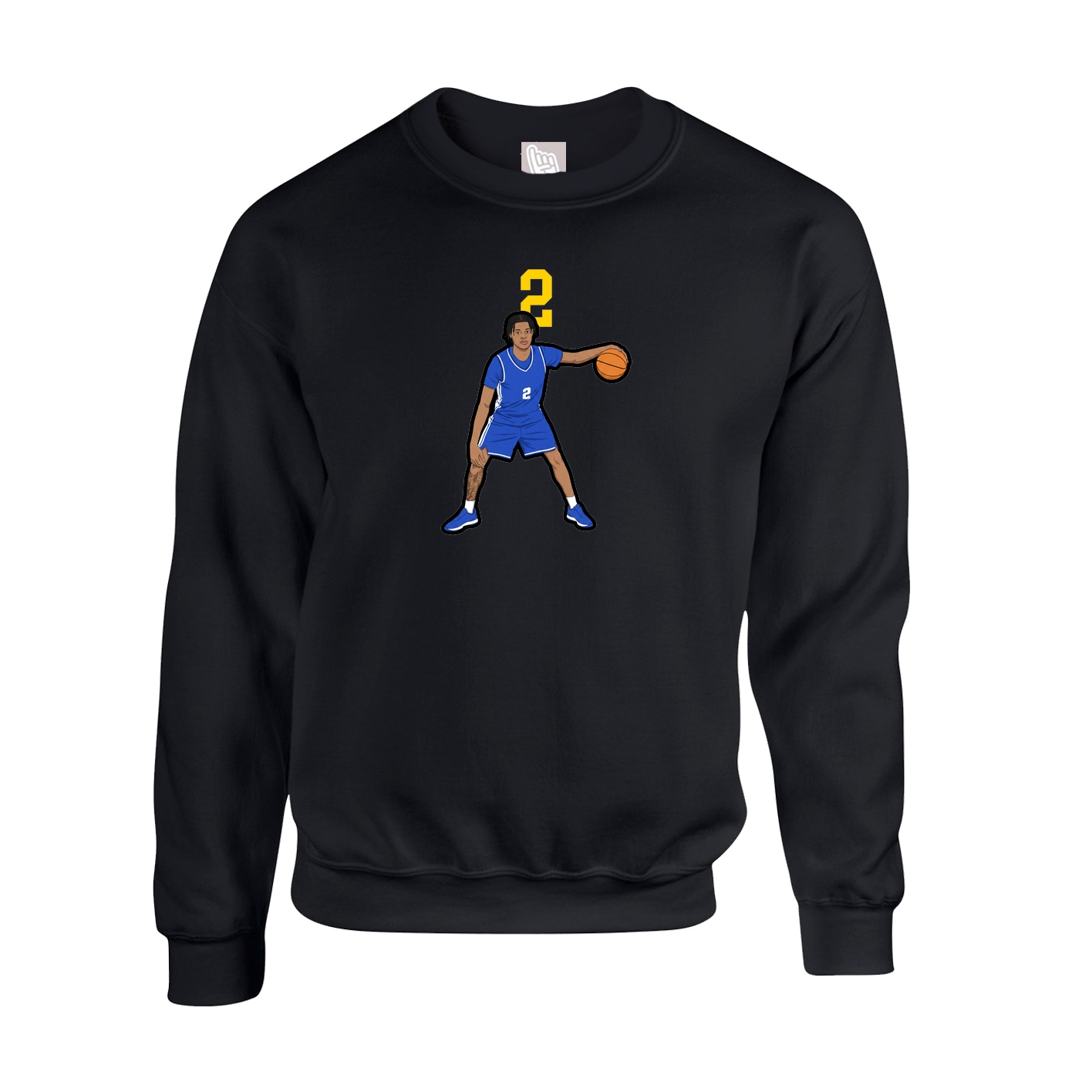 Fleece Crew — Number Top in Black