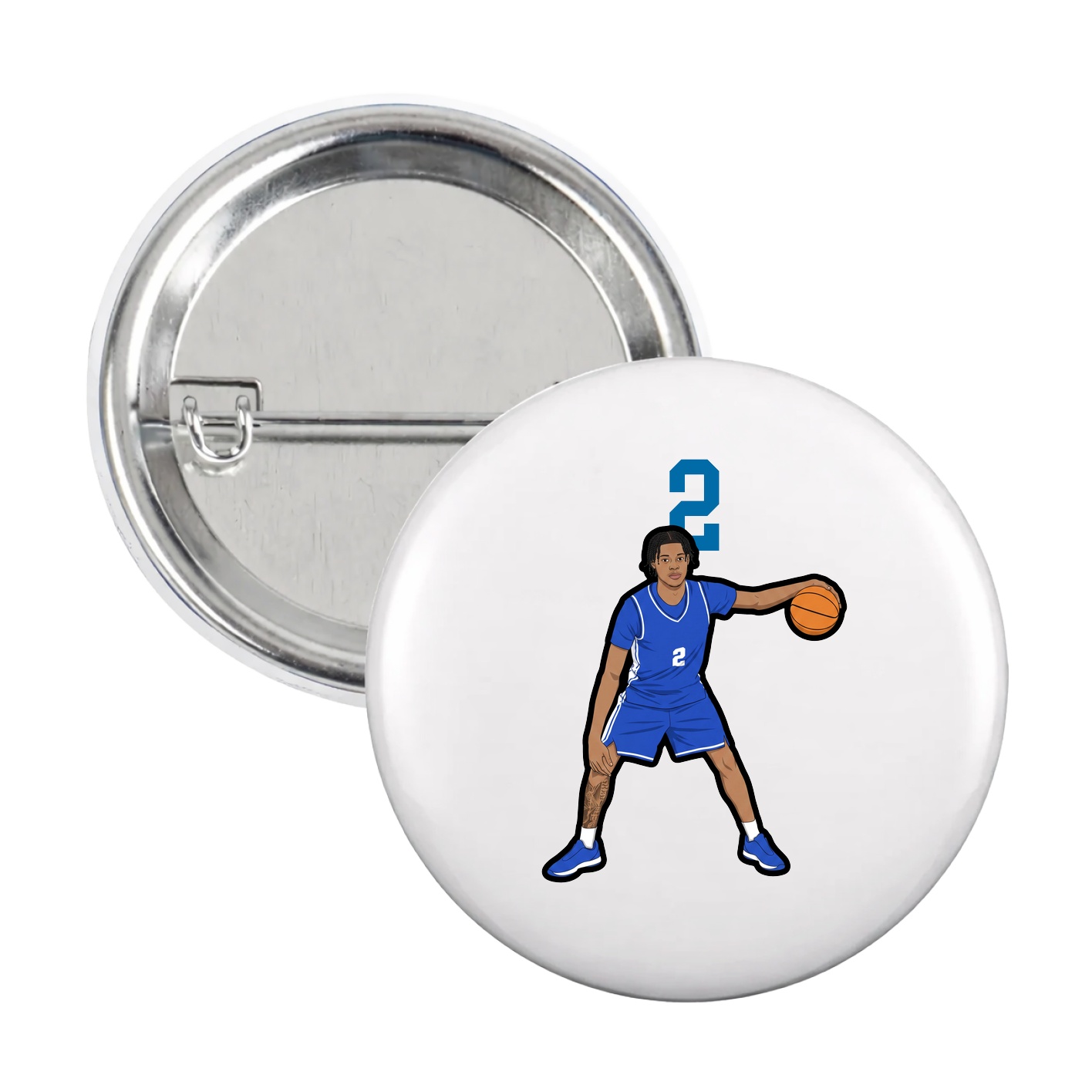 Game Day Button — Number Top in White