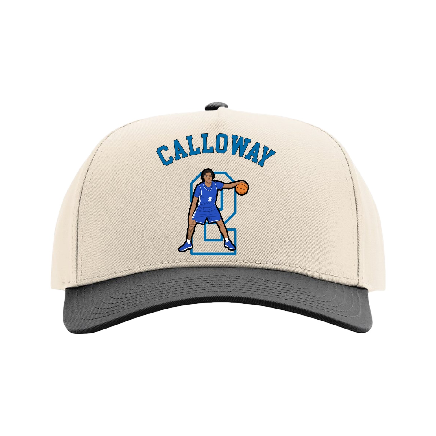 Full Fabric Five-Panel Champ Cap — Shirsey Arch in Cream/Black