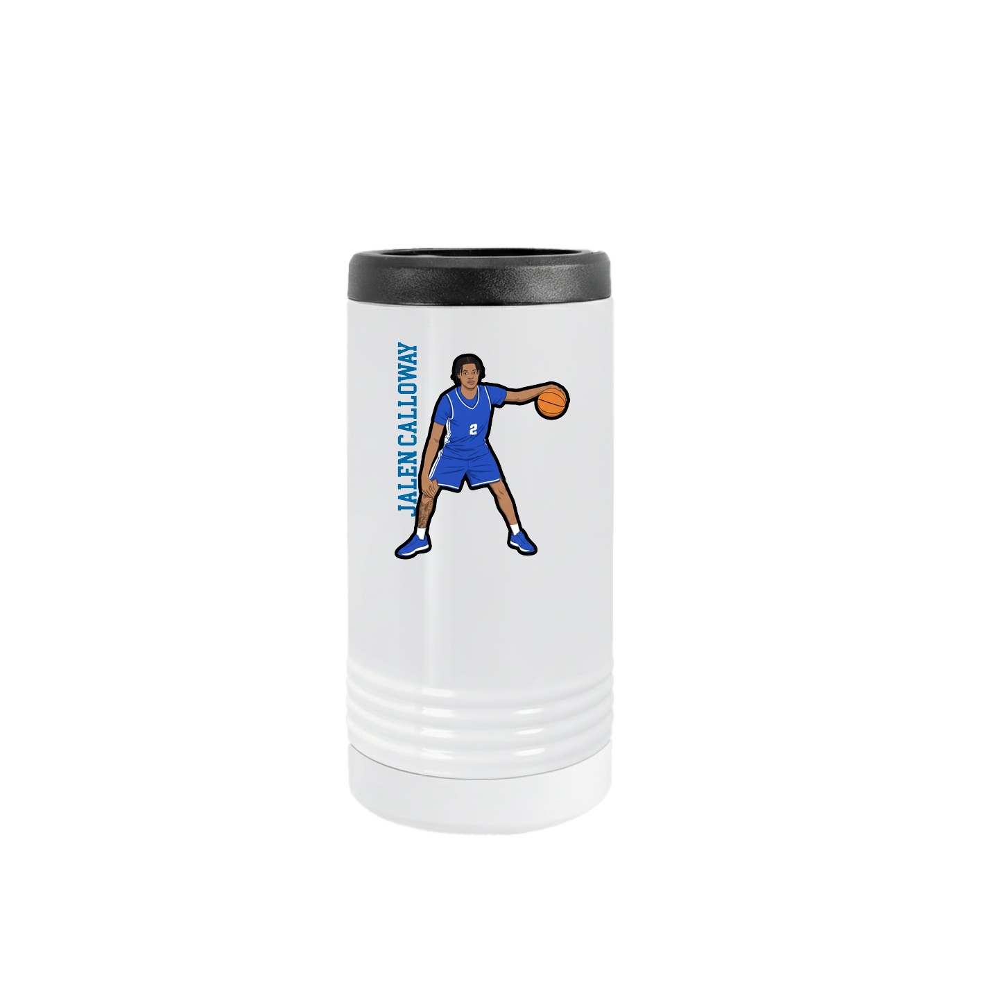 Slim Beverage Holder — Name Vertical in White