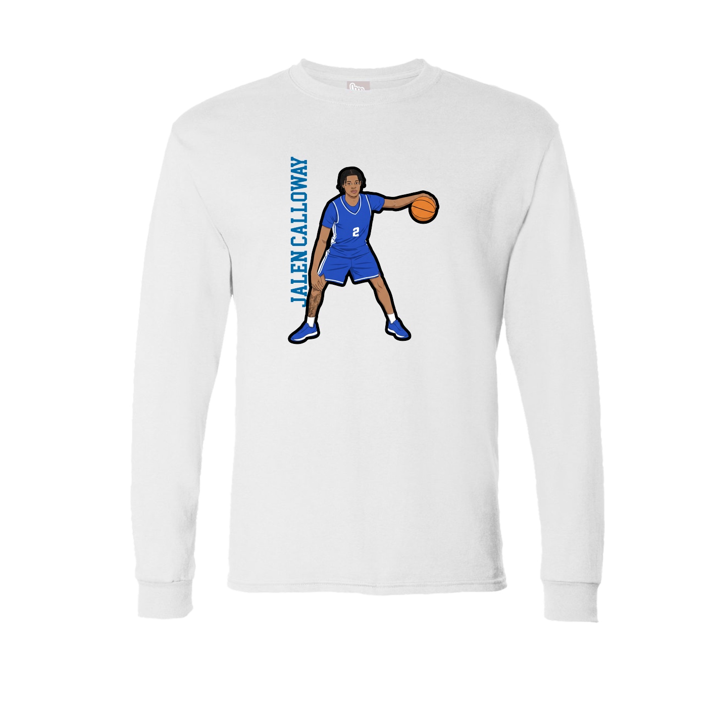 Long Sleeve Tee — Name Vertical in White