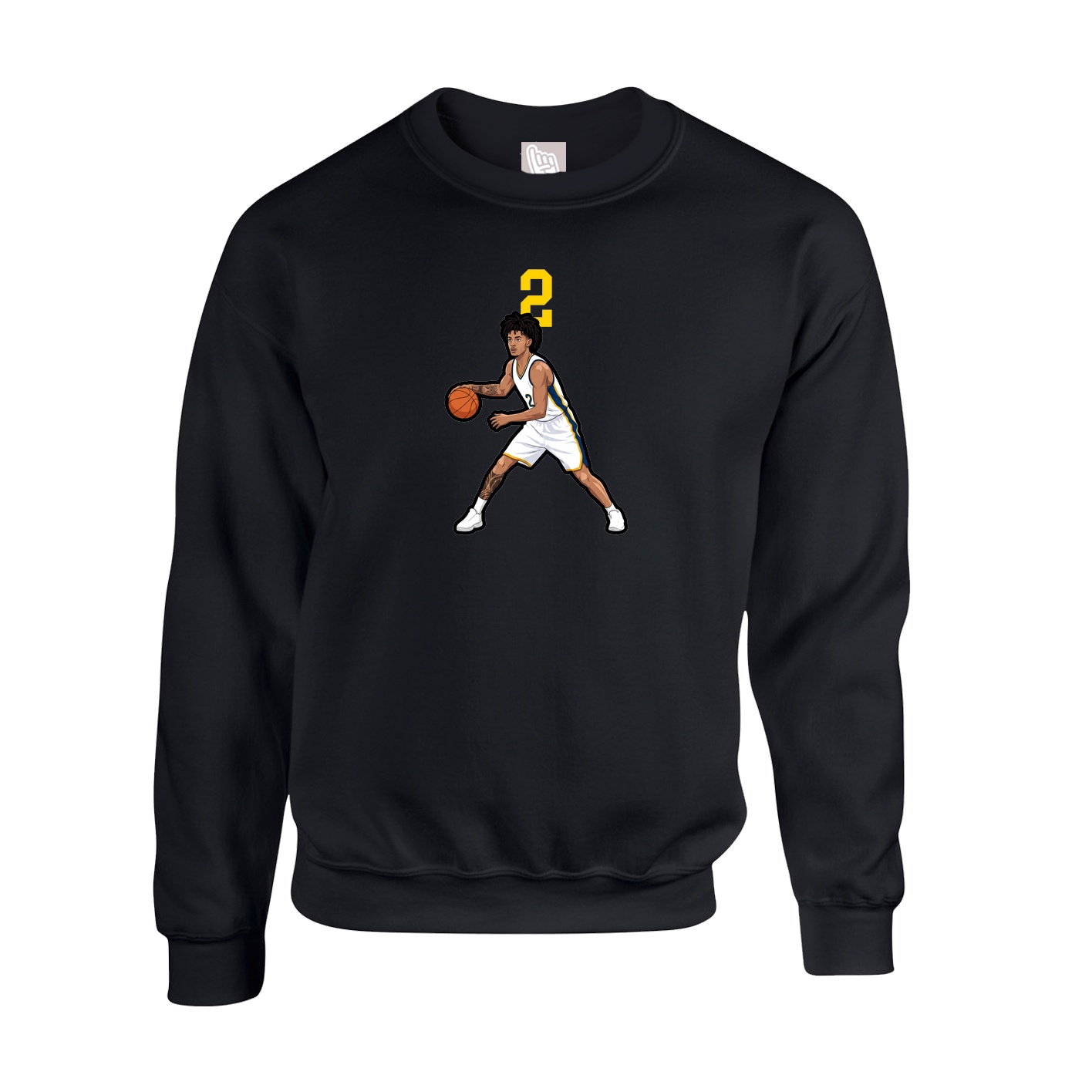 Fleece Crew — Number Top in Black
