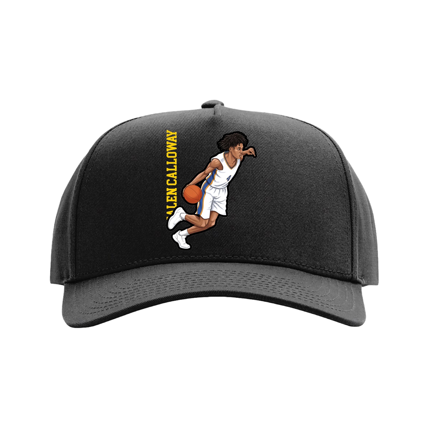 Full Fabric Five-Panel Champ Cap — Name Vertical in Black