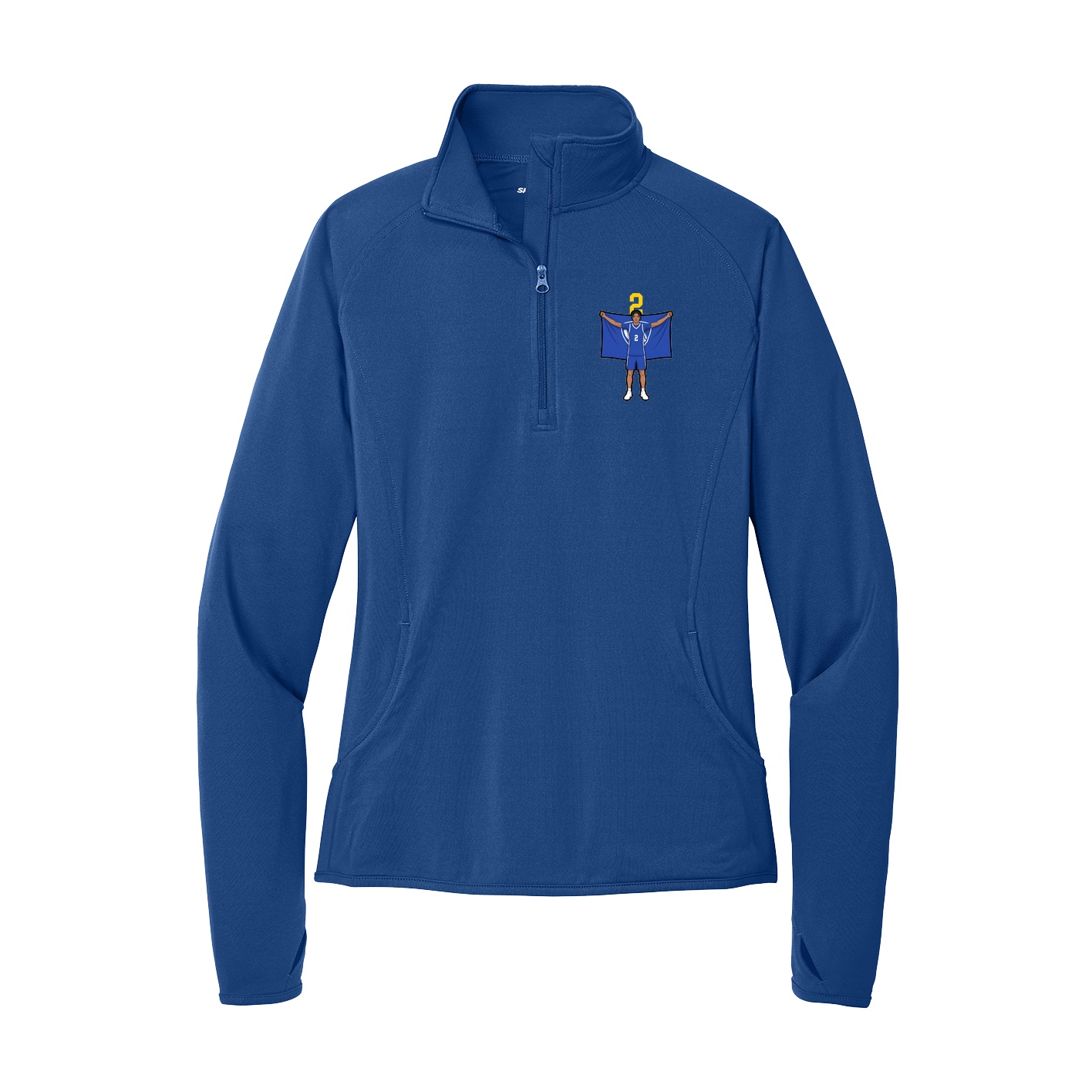 Women's Q-Zip Pullover — Number Top in Royal