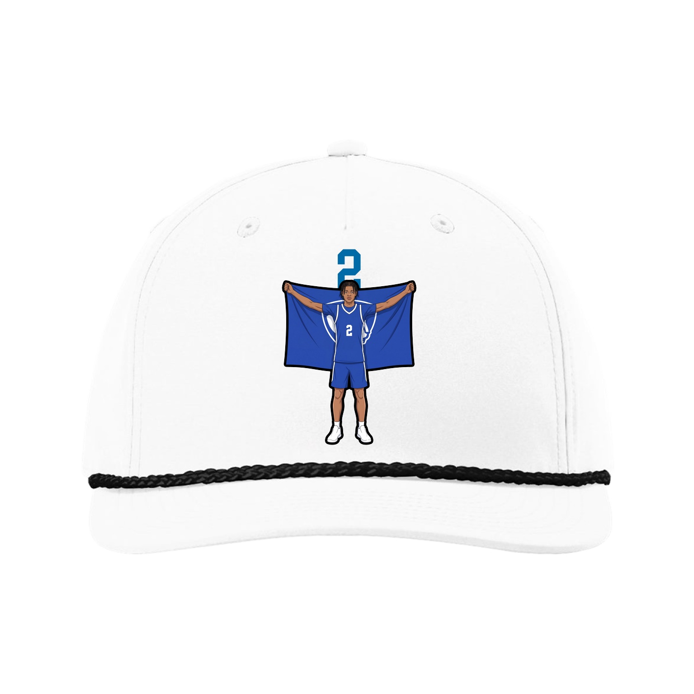 Five-Panel Classic Rope Cap — Number Top in White