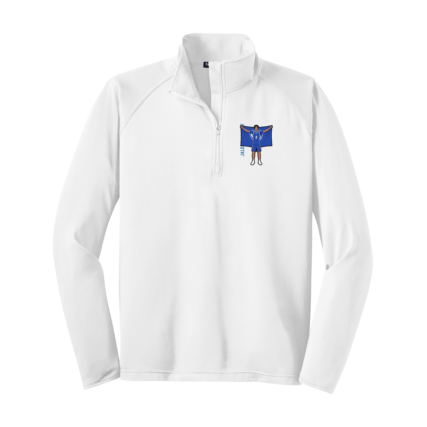 Q-Zip Pullover — Name Vertical in White