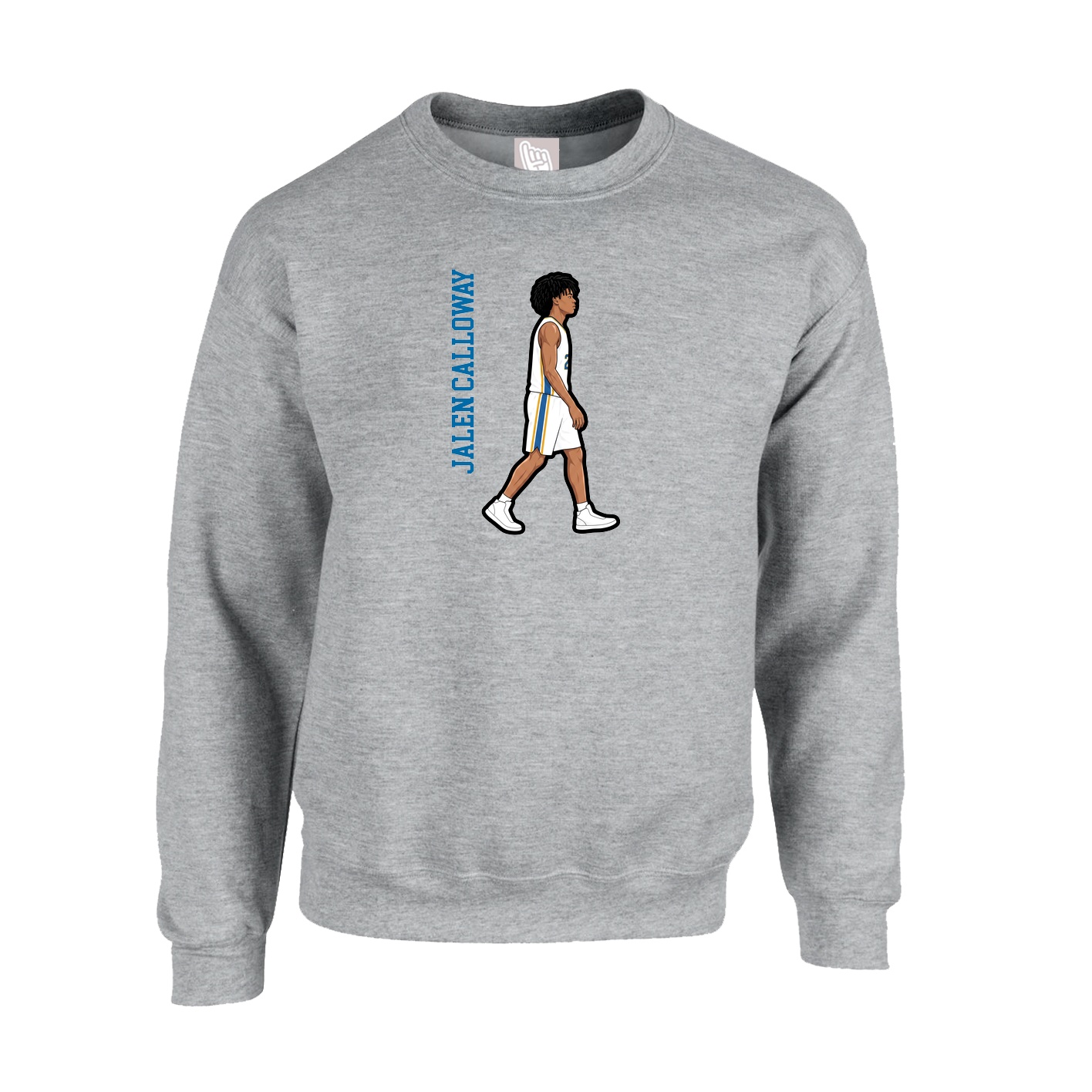 Fleece Crew — Name Vertical in Grey