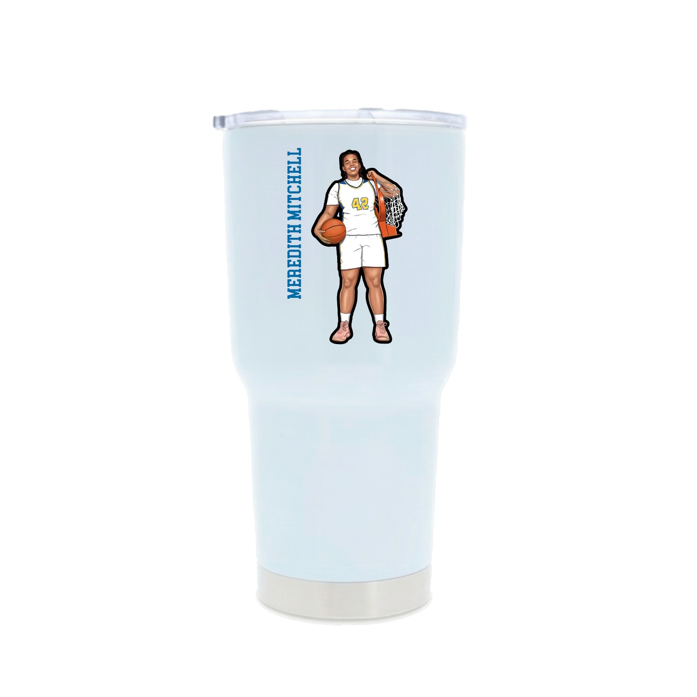 30oz Stainless Steel Tumbler — Name Vertical in White