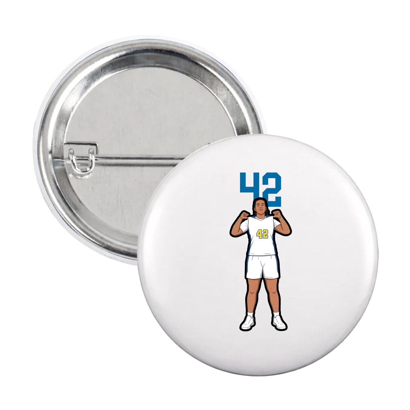 Game Day Button — Number Top in White