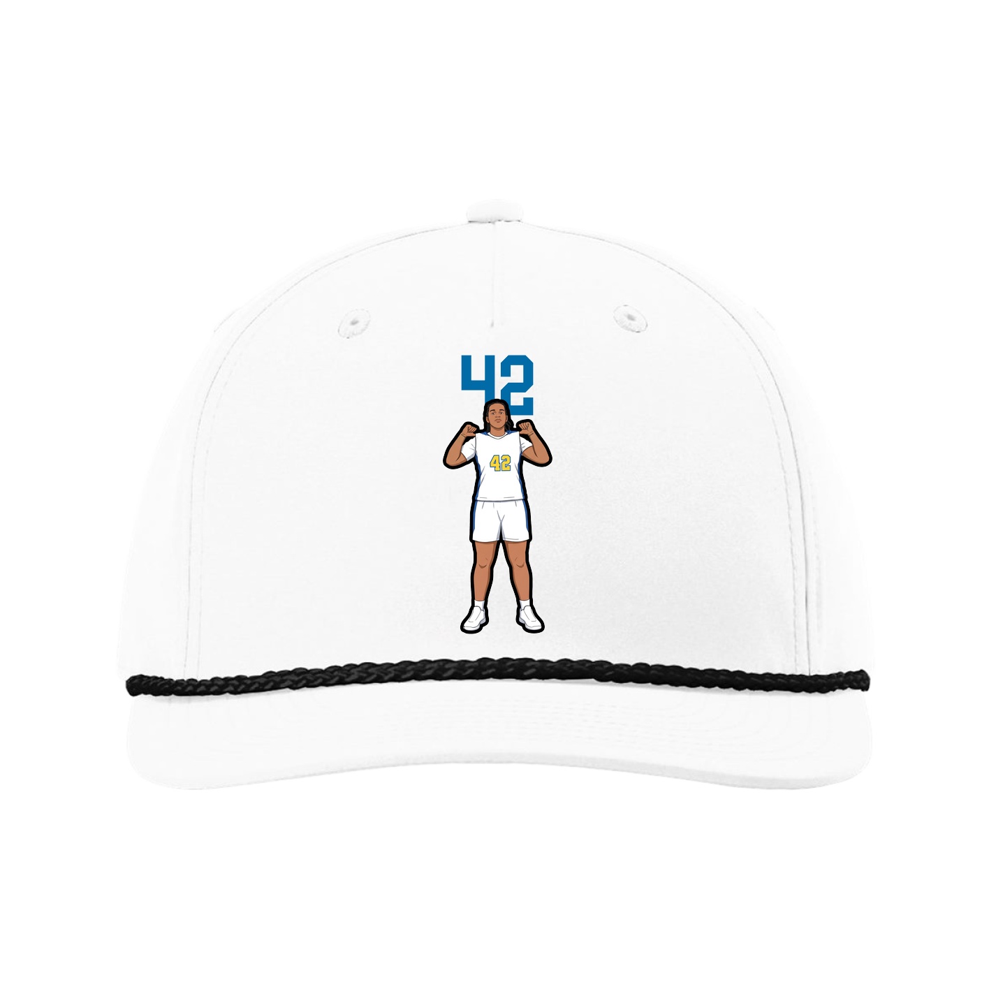 Five-Panel Classic Rope Cap — Number Top in White