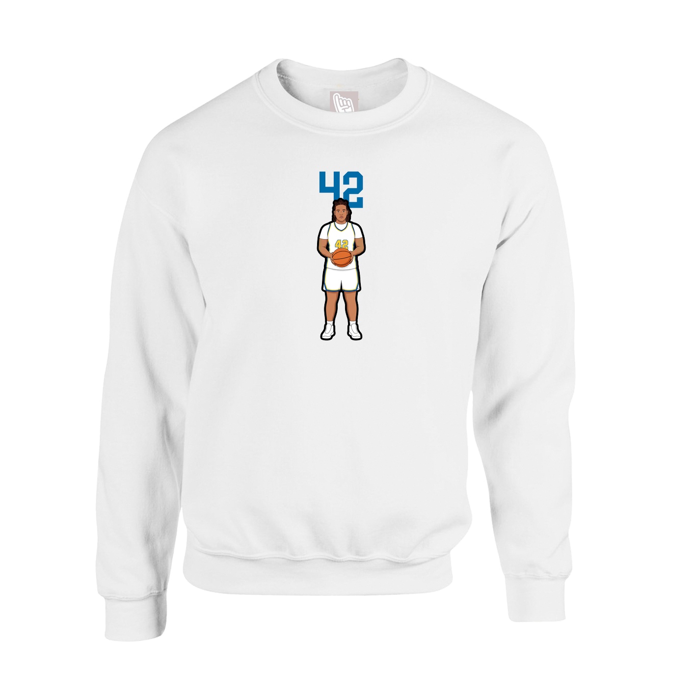 Fleece Crew — Number Top in White