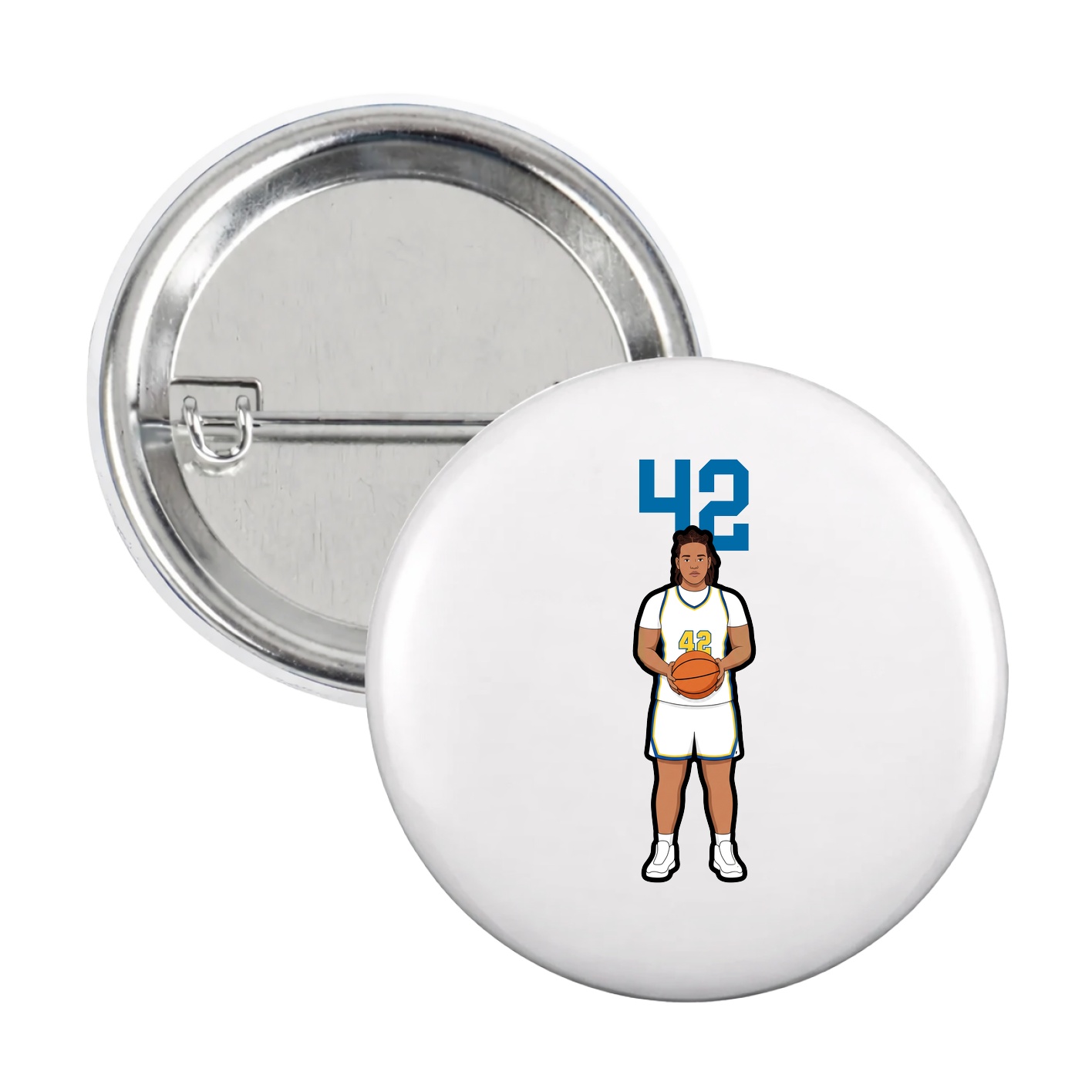 Game Day Button — Number Top in White