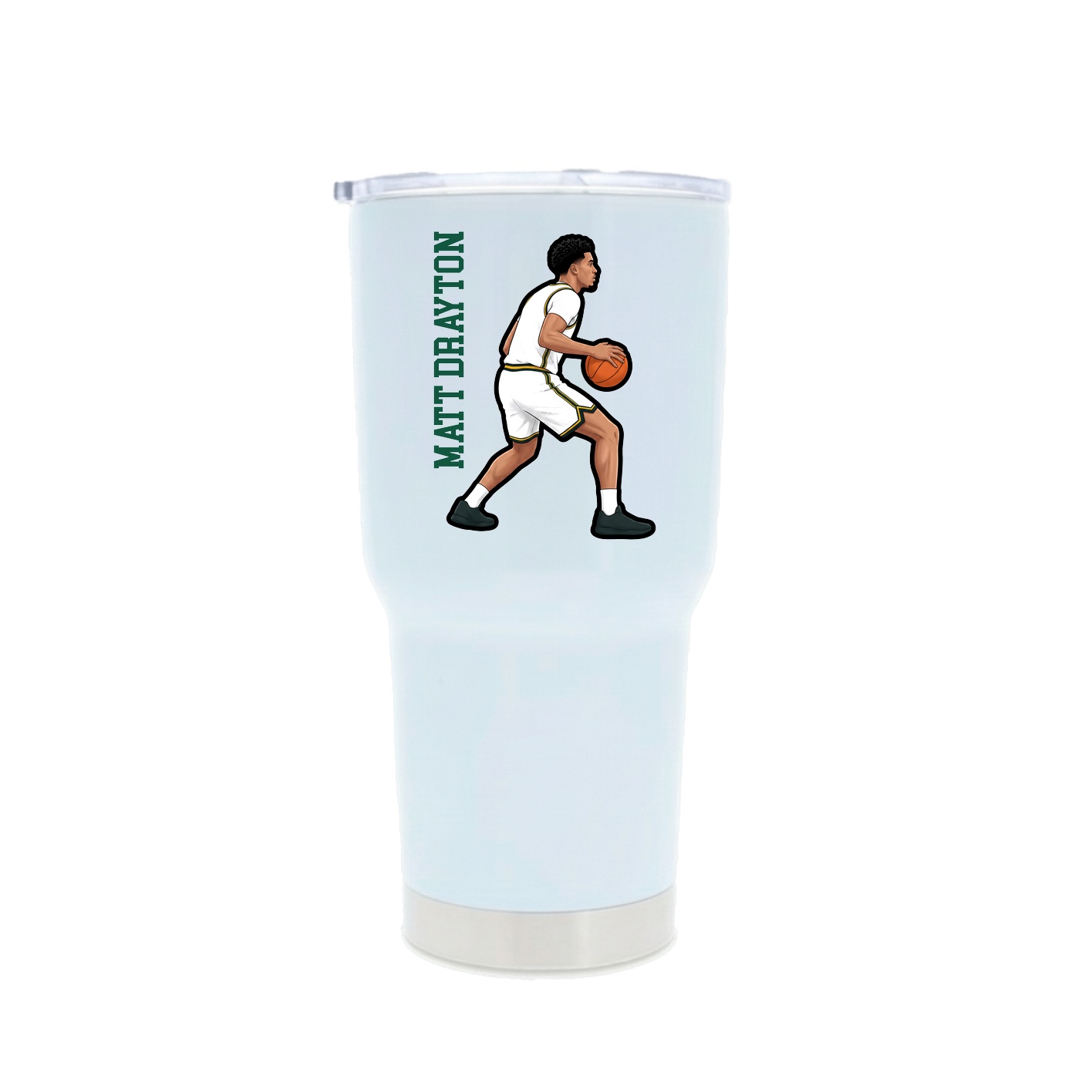 30oz Stainless Steel Tumbler — Name Vertical in White