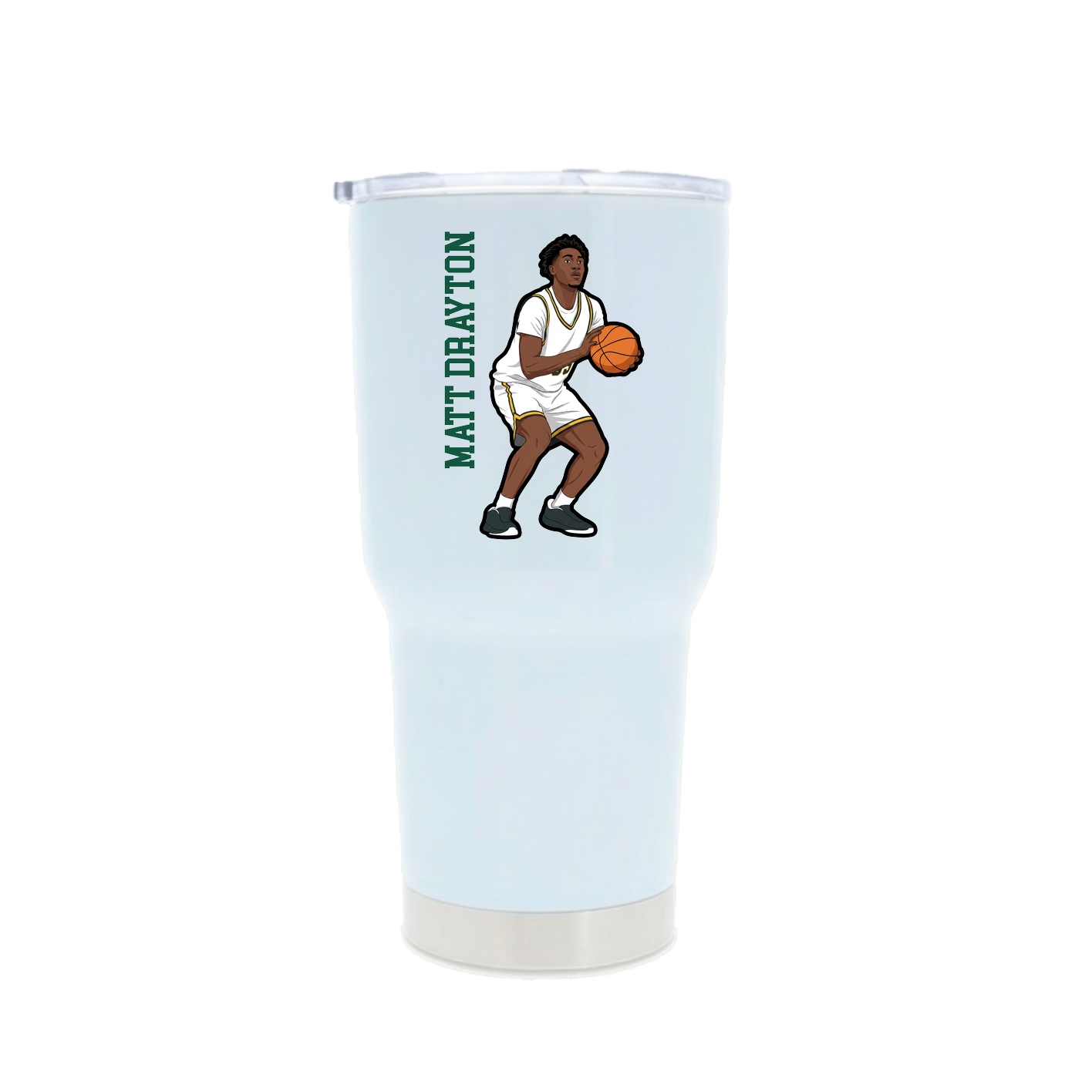 30oz Stainless Steel Tumbler — Name Vertical in White