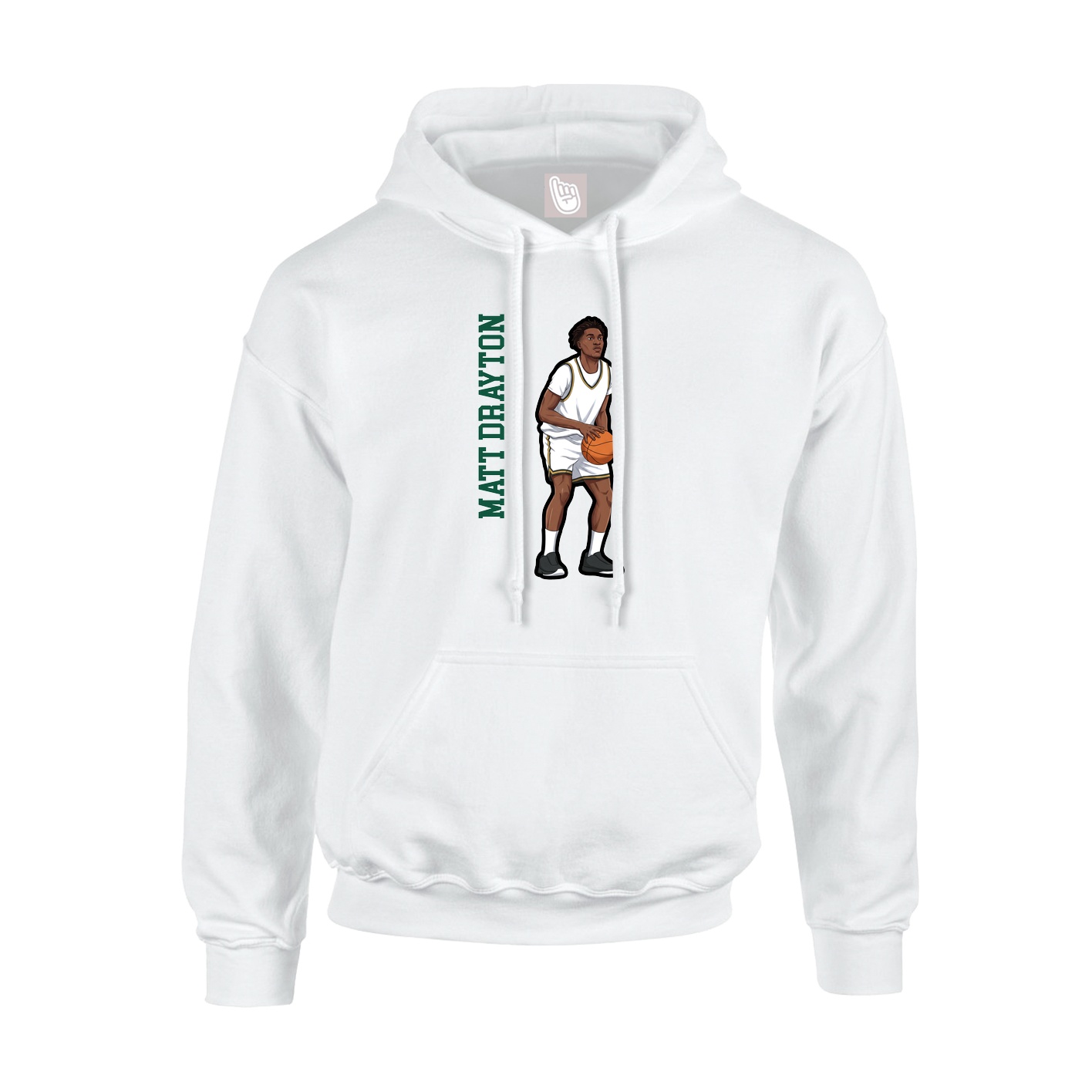 Youth Hoodie — Name Vertical in White