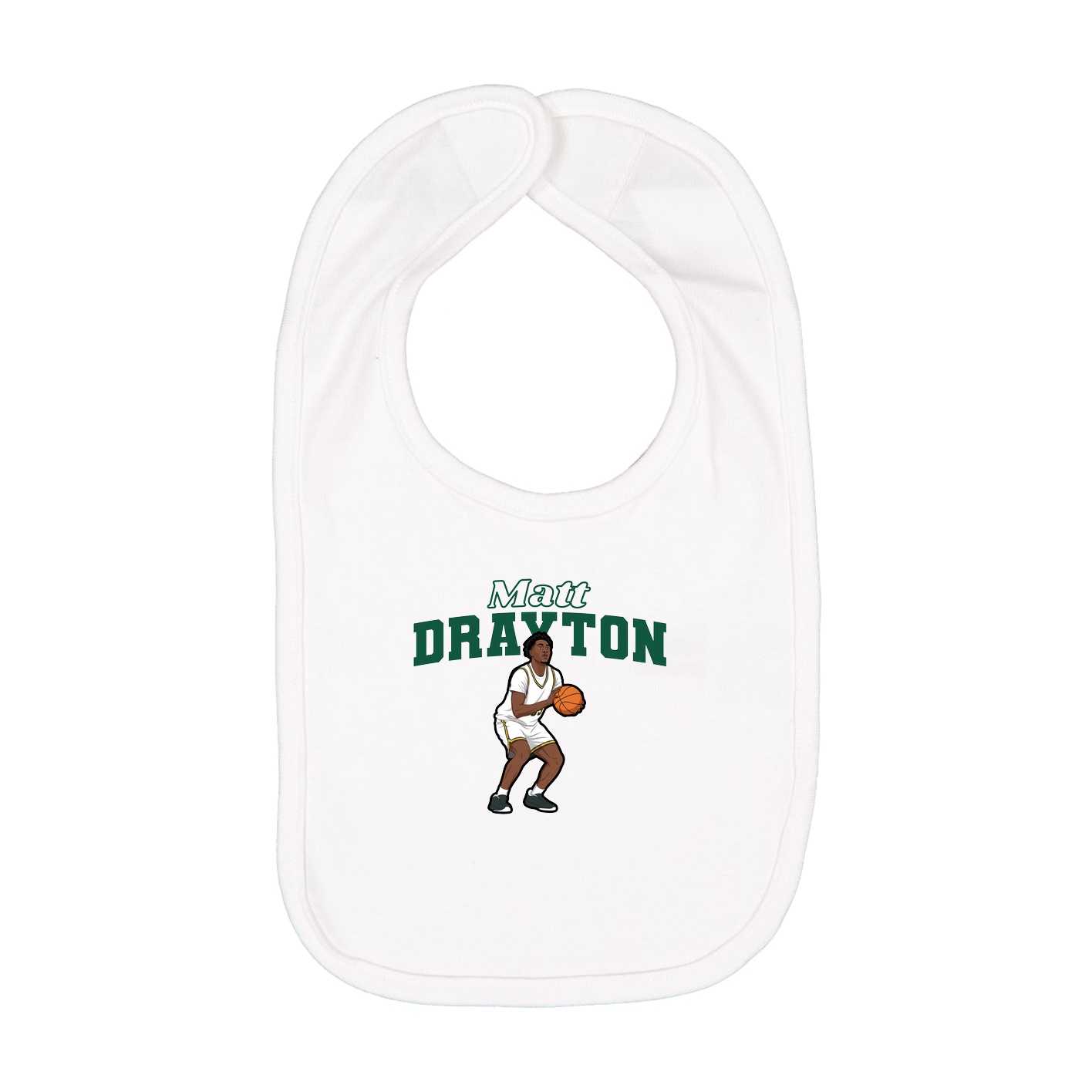Infant Bib — Name Arch in White