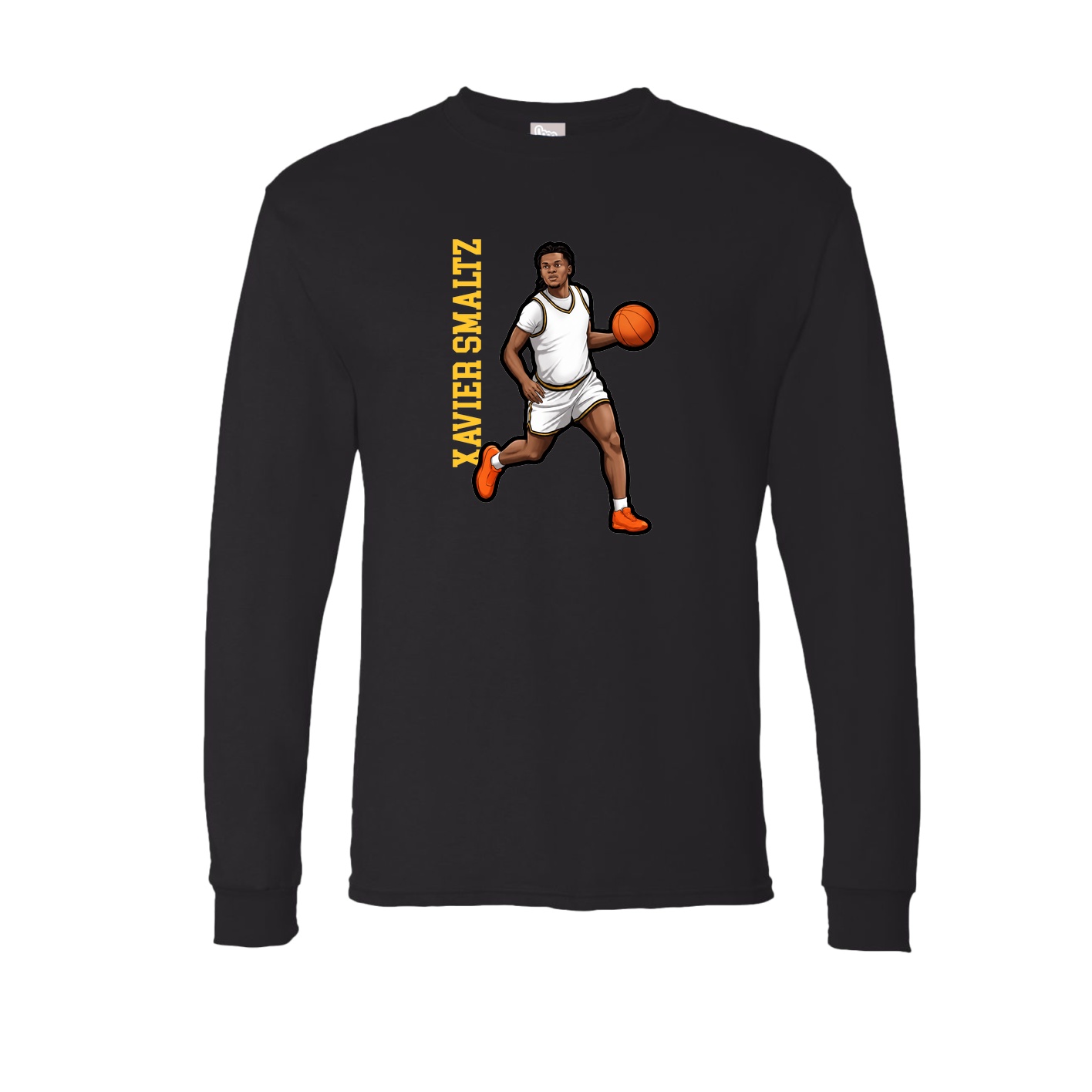 Long Sleeve Tee — Name Vertical in Black