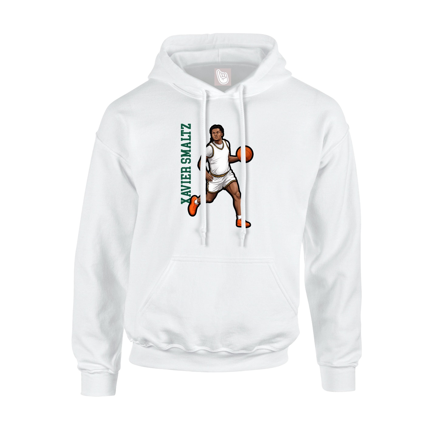Youth Hoodie — Name Vertical in White