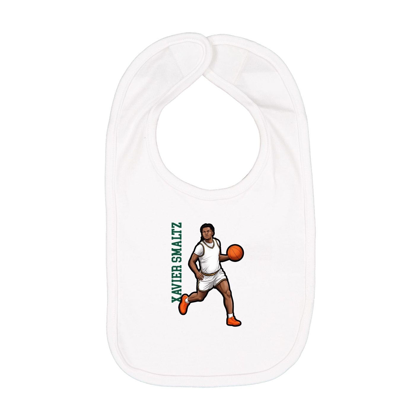 Infant Bib — Name Vertical in White