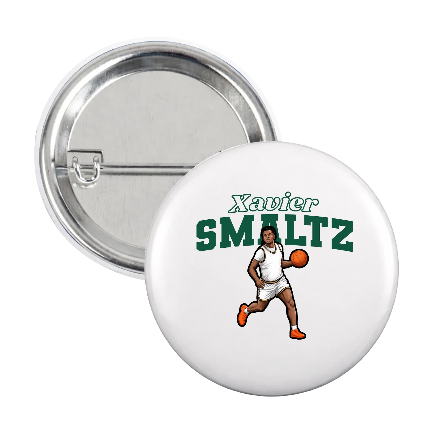 Game Day Button — Name Arch in White