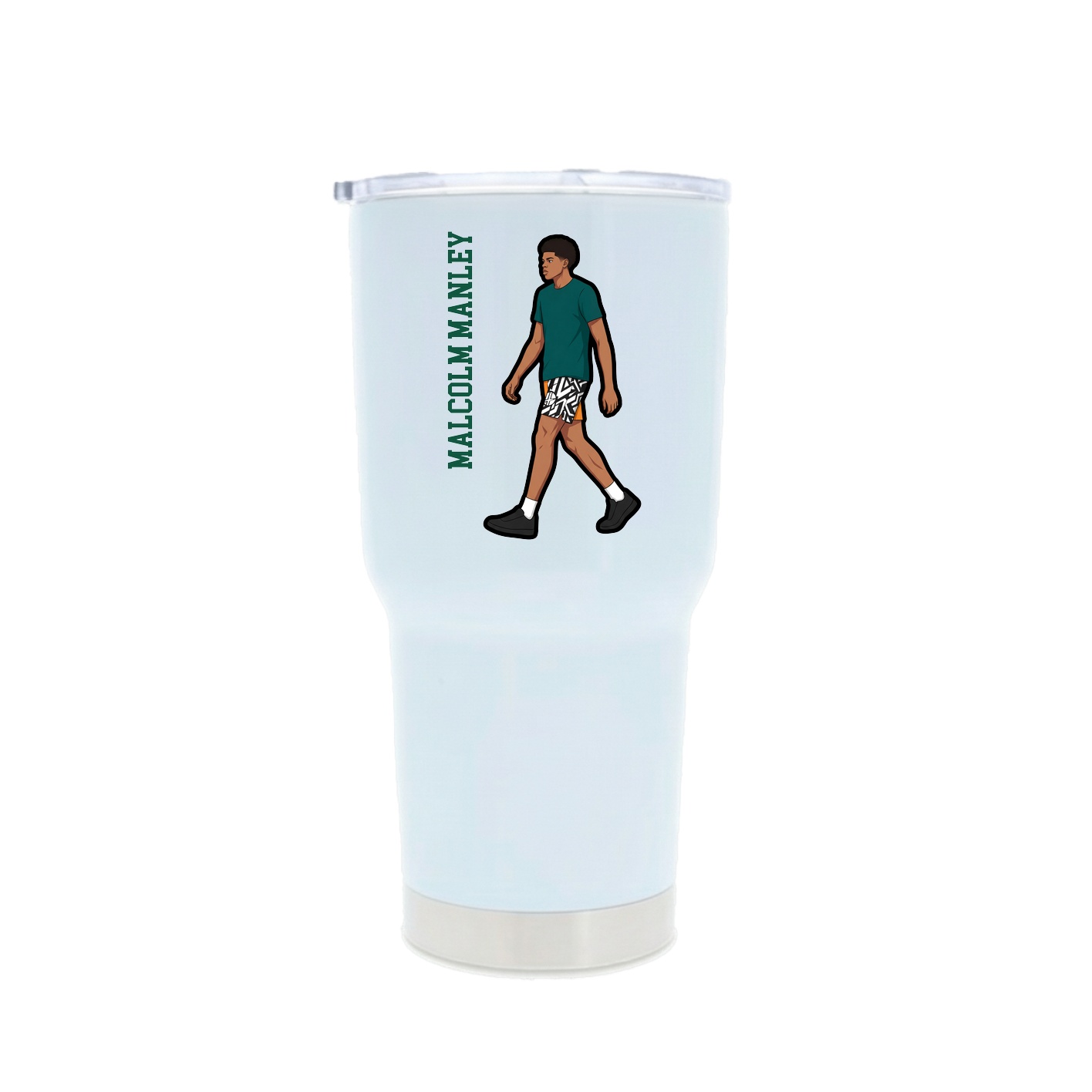 30oz Stainless Steel Tumbler — Name Vertical in White