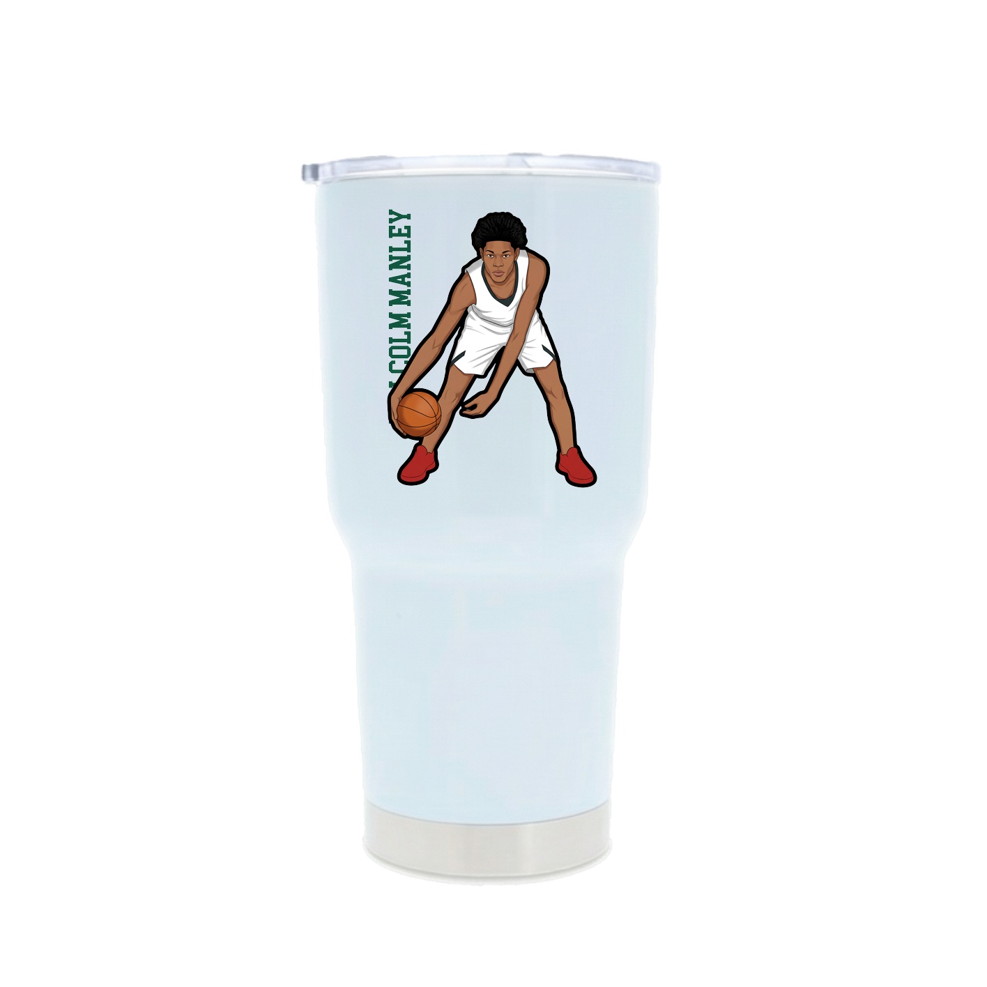 30oz Stainless Steel Tumbler — Name Vertical in White