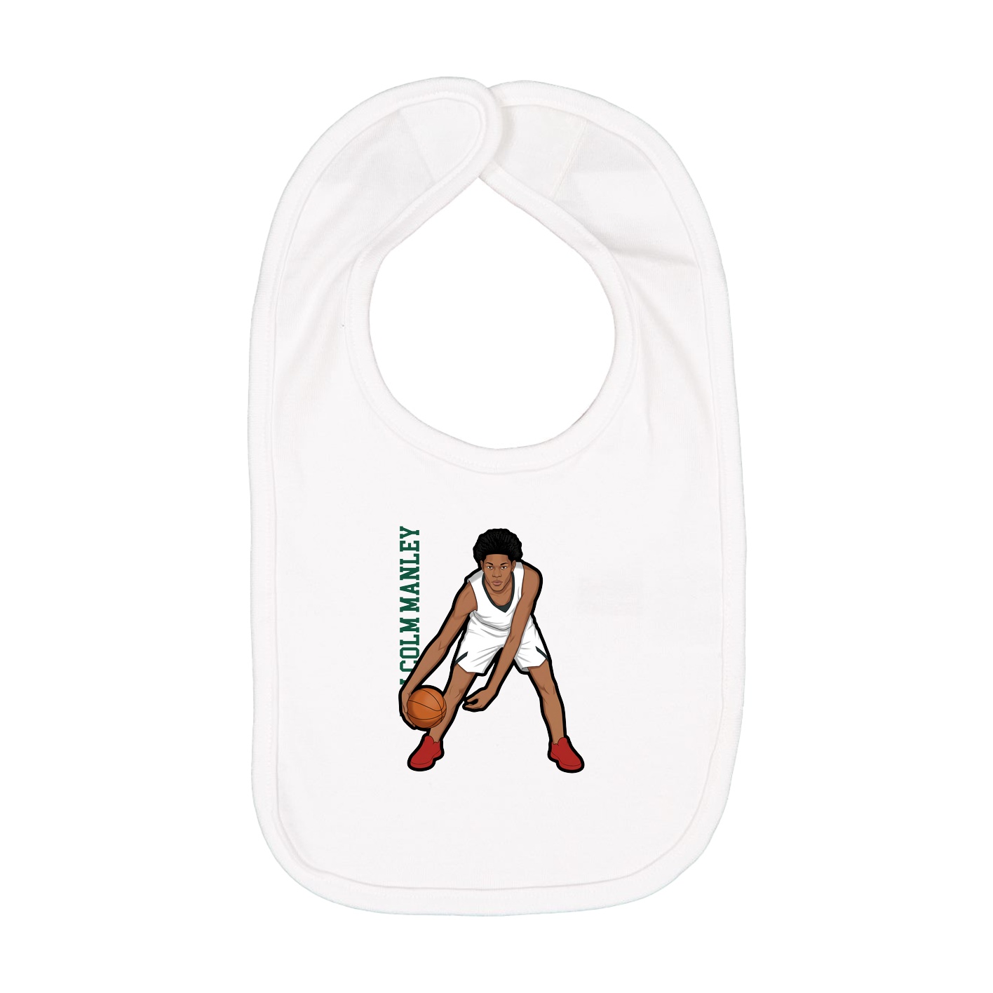 Infant Bib — Name Vertical in White