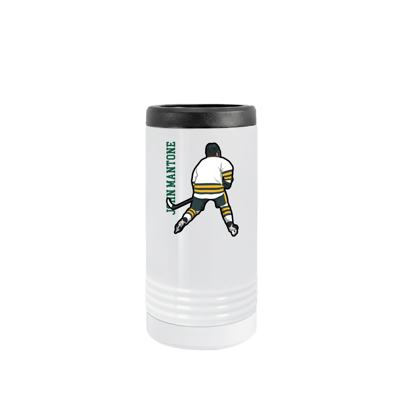 Slim Beverage Holder — Name Vertical in White