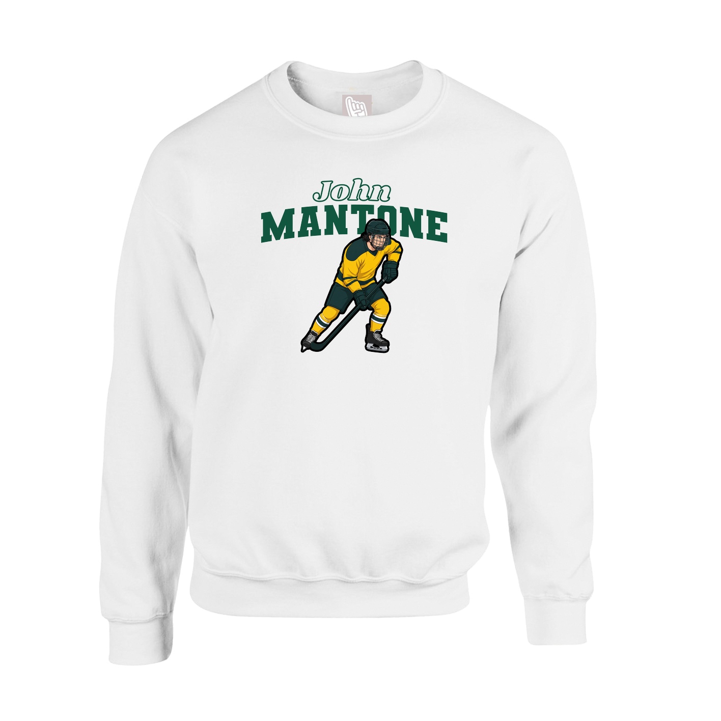 Fleece Crew — Name Arch in White