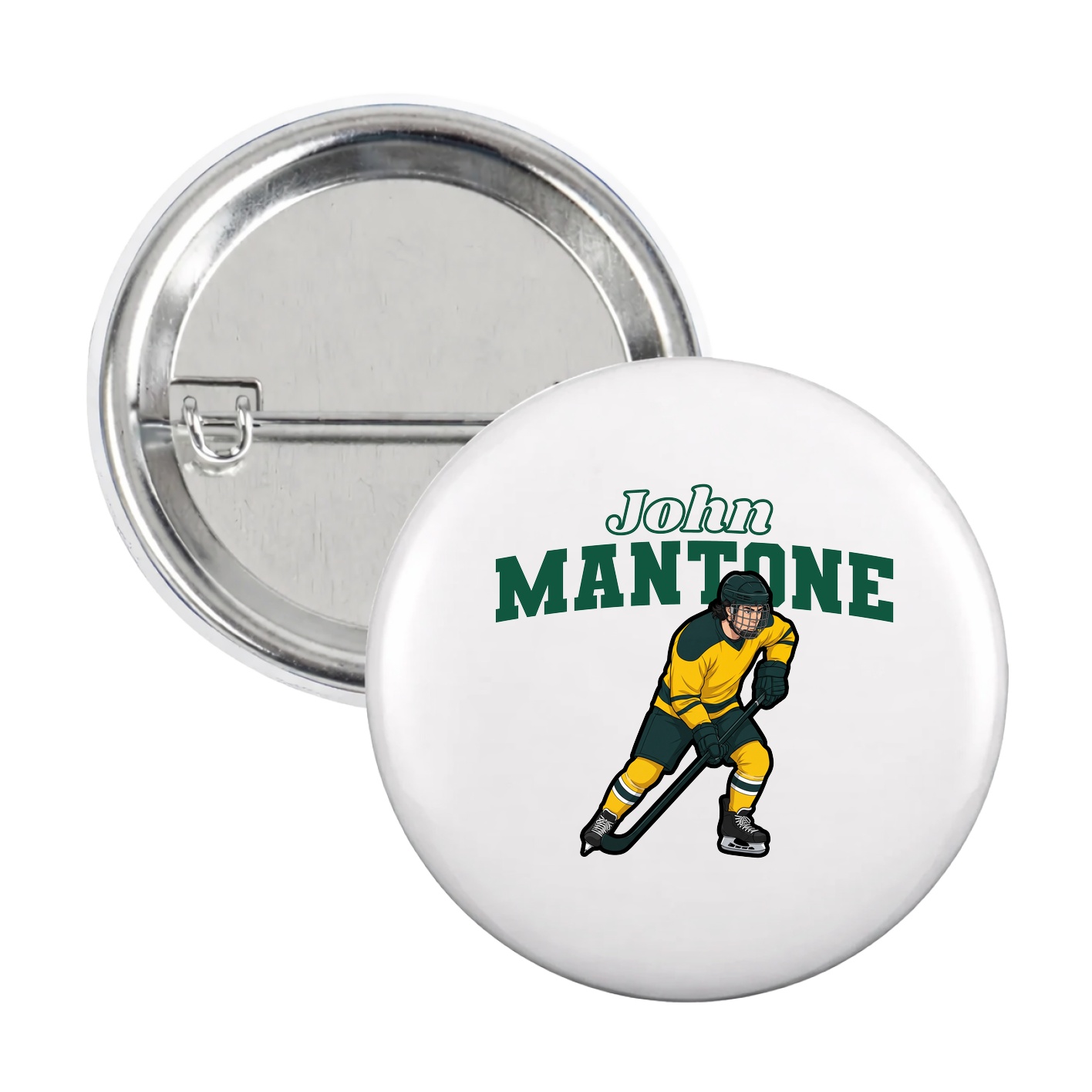Game Day Button — Name Arch in White