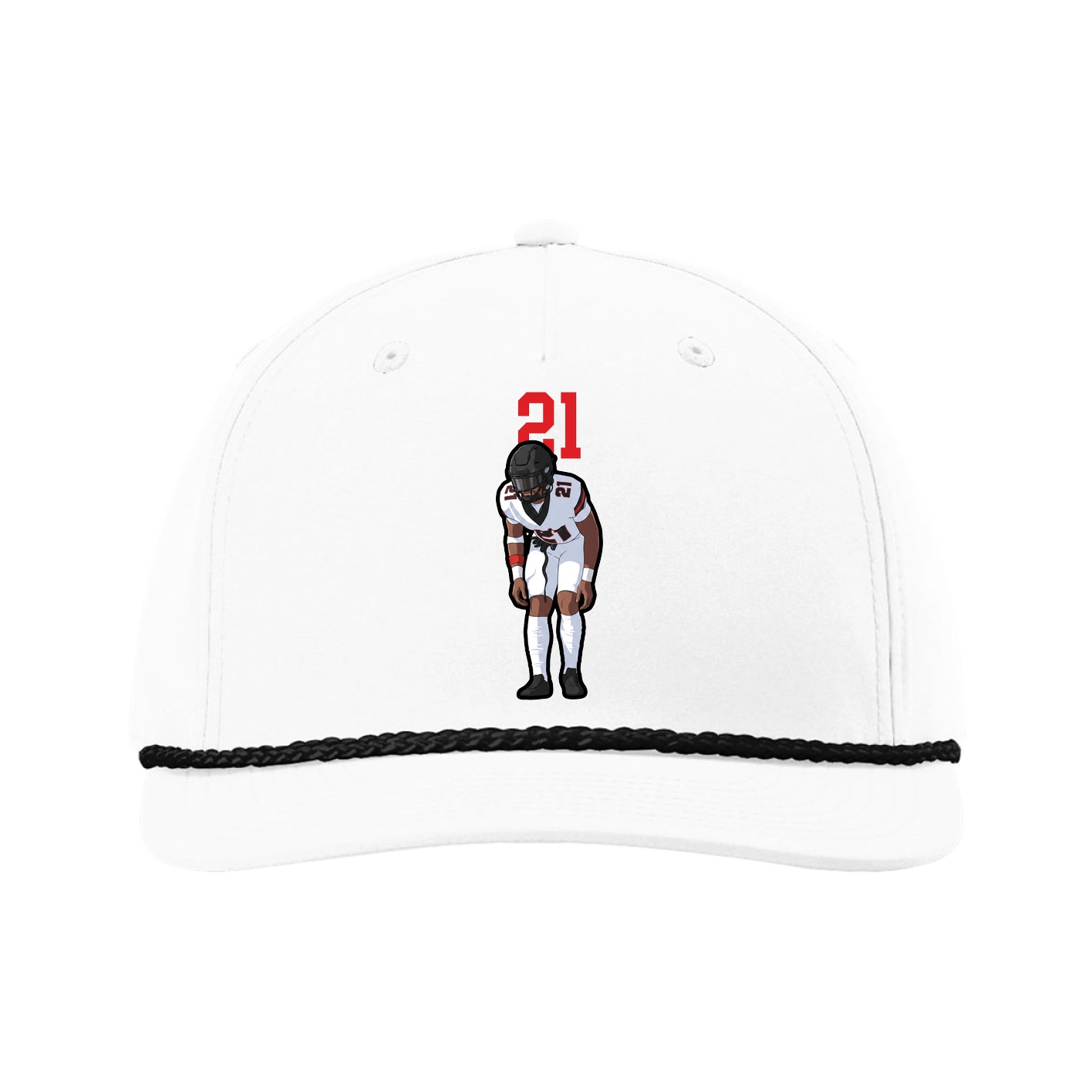 Five-Panel Classic Rope Cap — Number Top in White