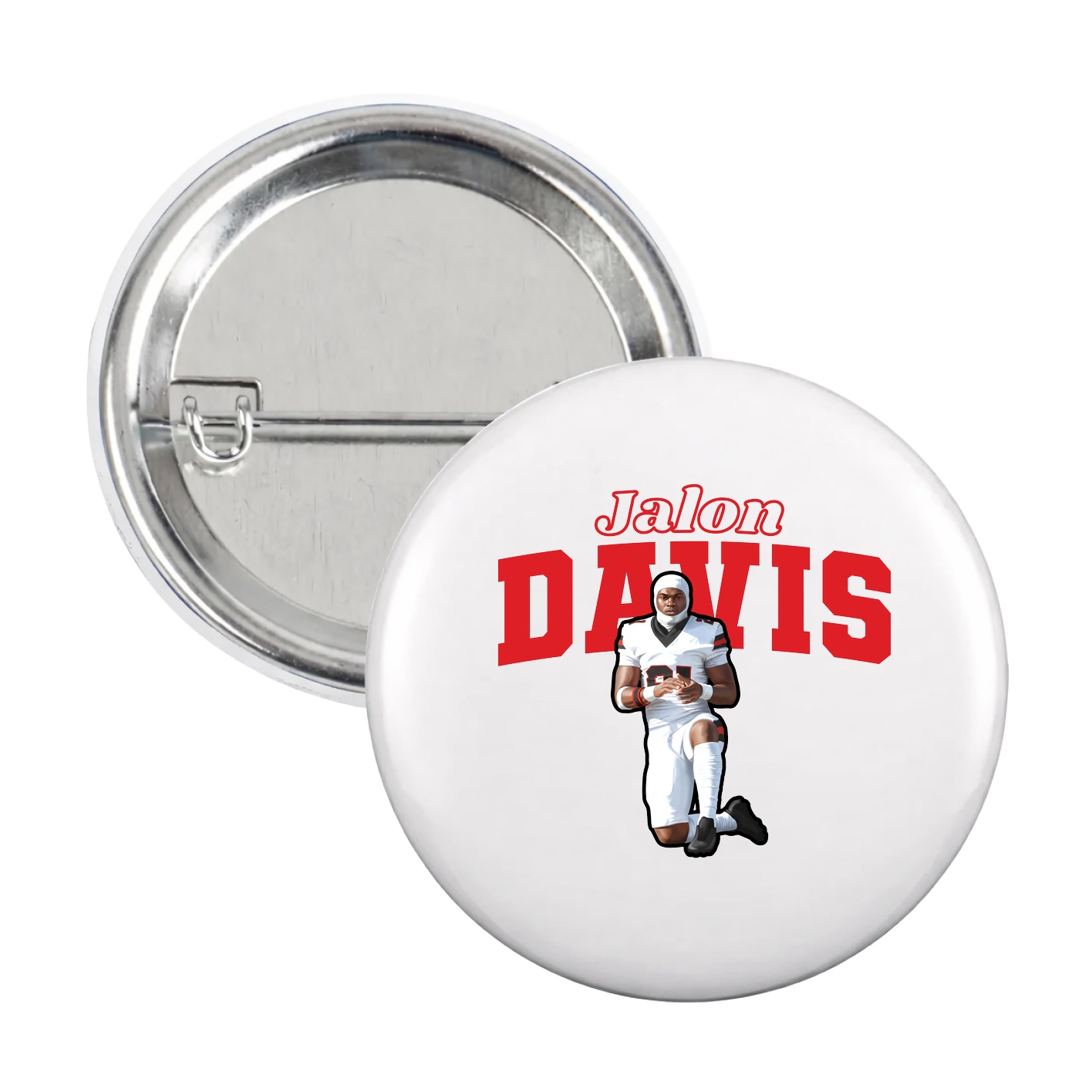 Game Day Button — Name Arch in White
