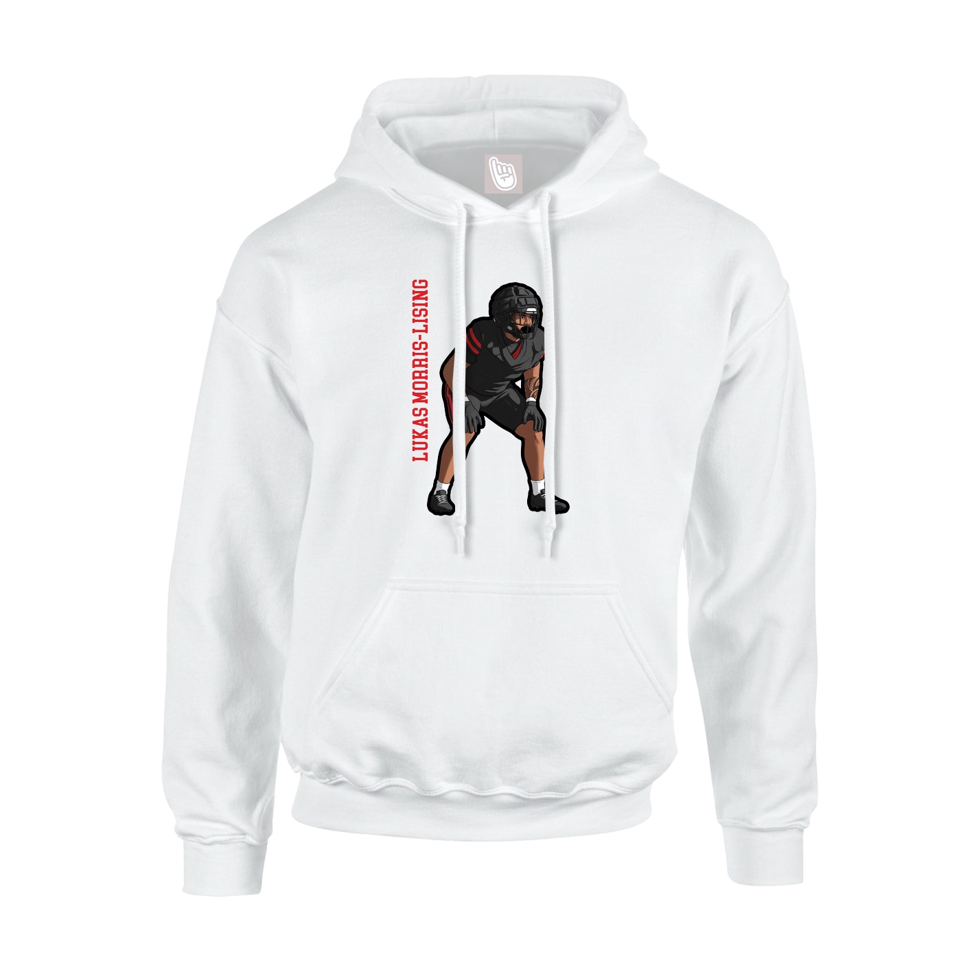 Youth Hoodie — Name Vertical in White