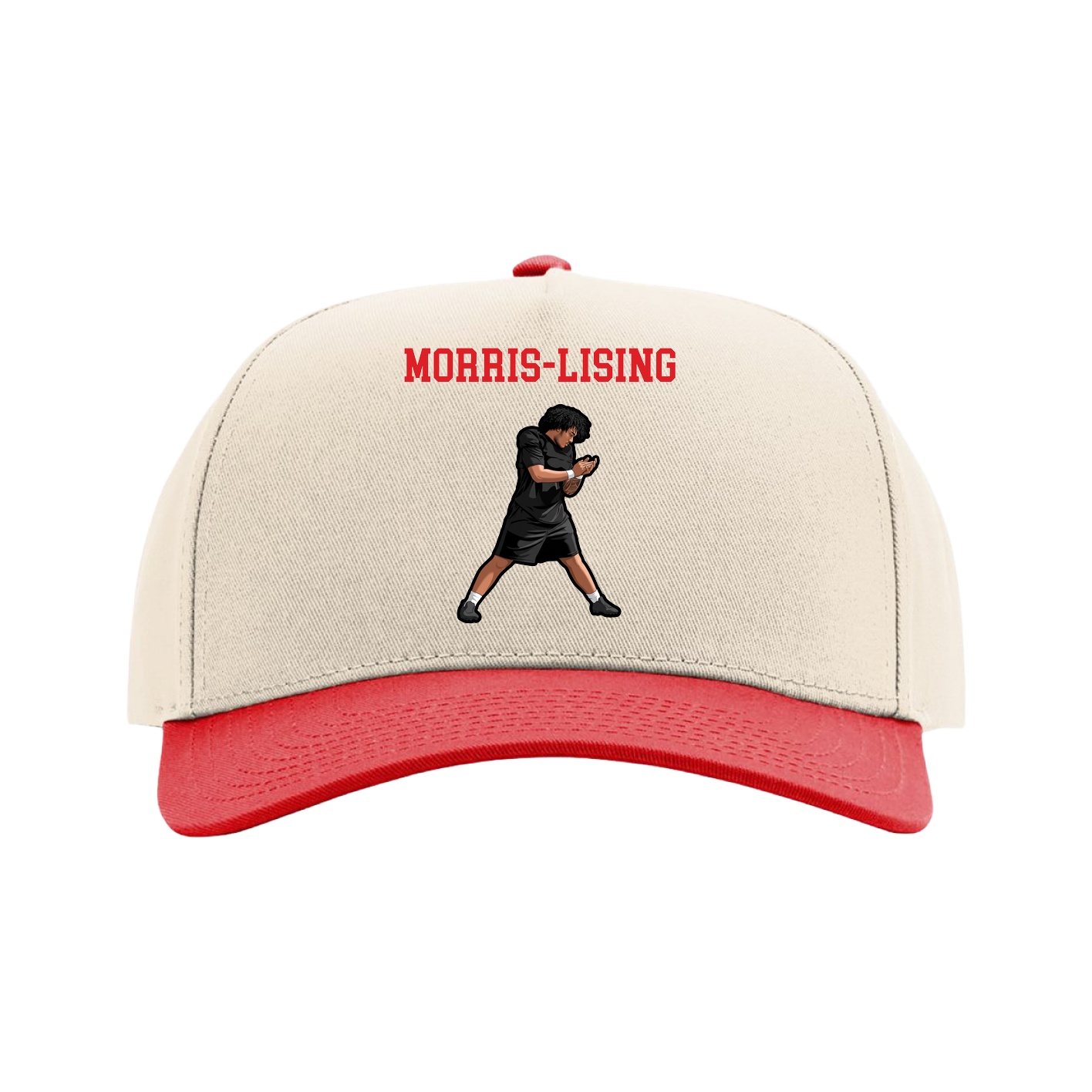 Full Fabric Five-Panel Champ Cap — Shirsey in Cream/Red